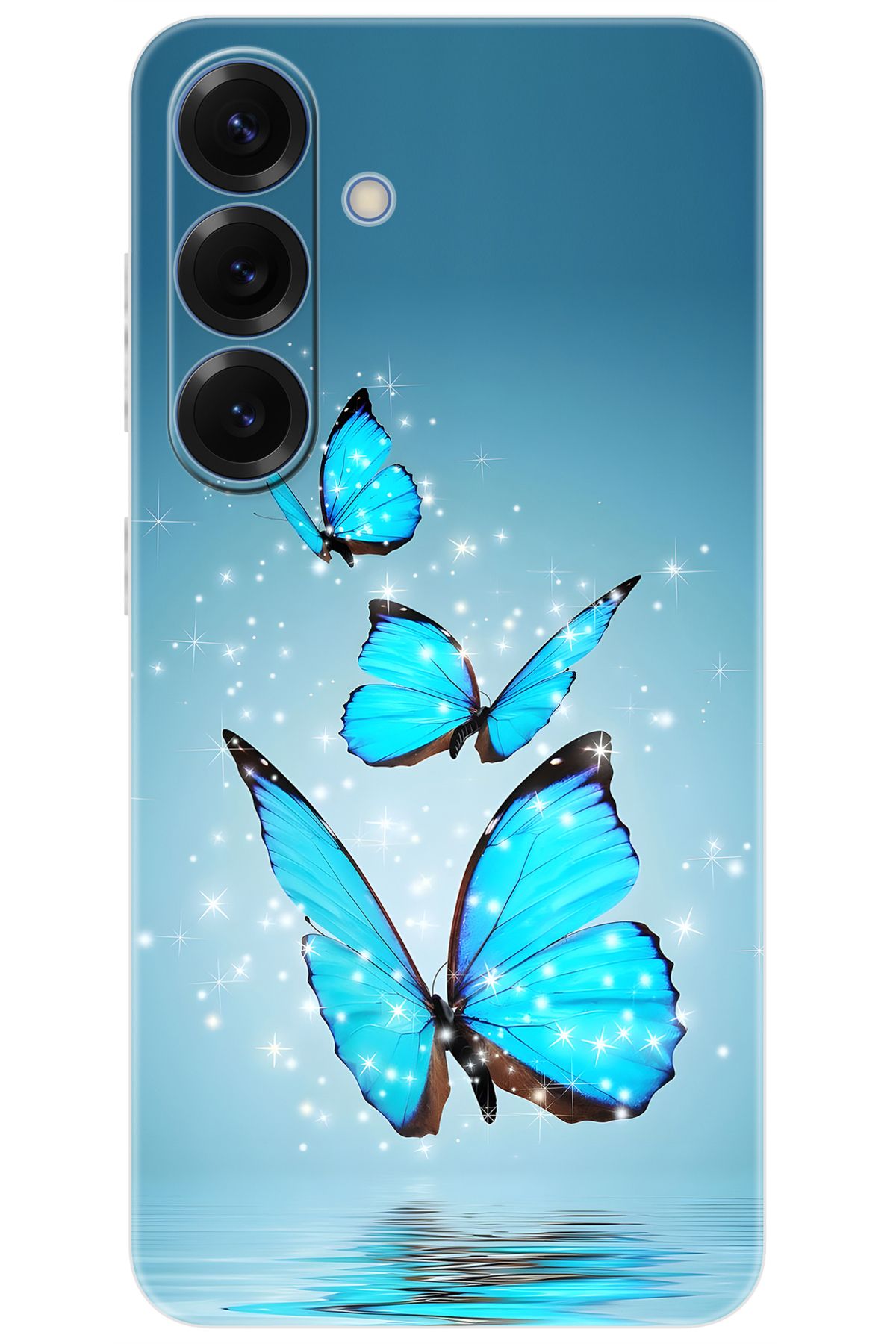Ceppare Samsung Galaxy S25 (SM-S931B) Uyumlu Kılıf Desen Baskılı Silikon Mavi Kelebek STK:710 CP-ZtEpdgO