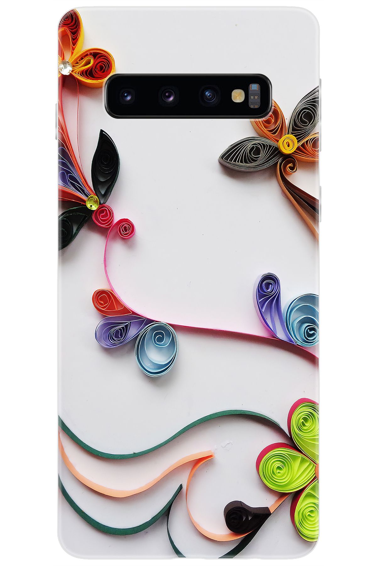 Ceppare Samsung Galaxy S10 (SM-G973F) Uyumlu Kılıf Desen Baskılı Silikon Çiçek Desen STK:220 CP-qLoY9CK
