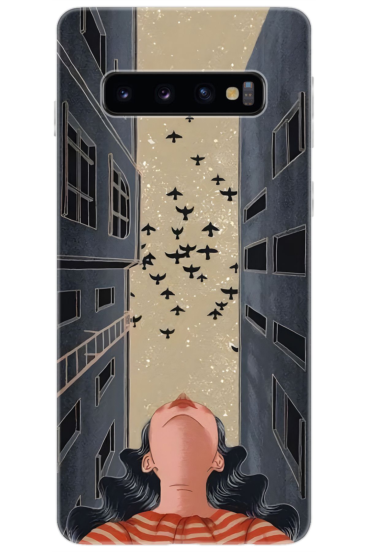 Ceppare Samsung Galaxy S10 (SM-G973F) Uyumlu Kılıf Desen Baskı Silikon Gök Yüzü ve Kuşlar STK:727 CP-RShmaR1