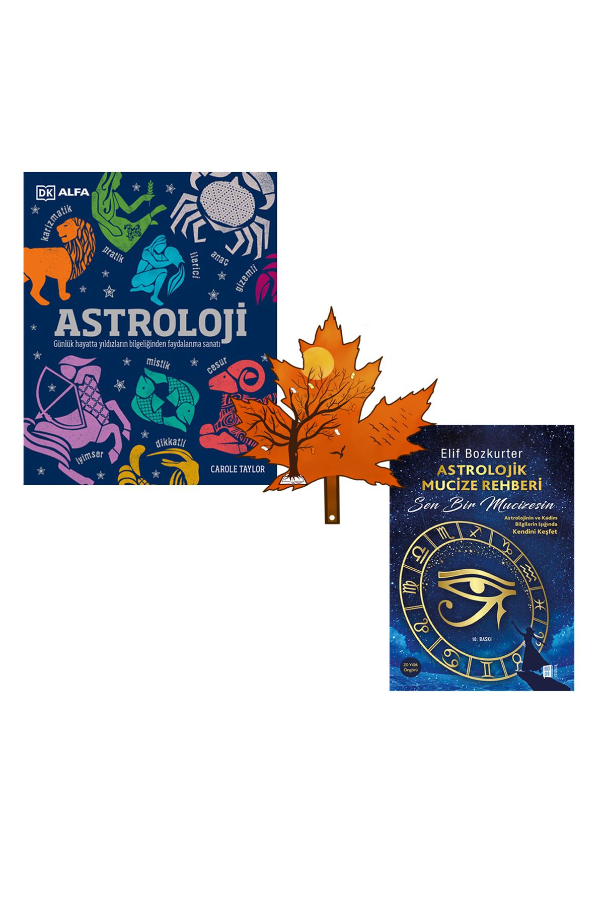 Alfa Yayınları astroloji kitabı (ciltli) - astrolojik mucize rehberi (ciltsiz) - 2 kitap ve kitap ayracı