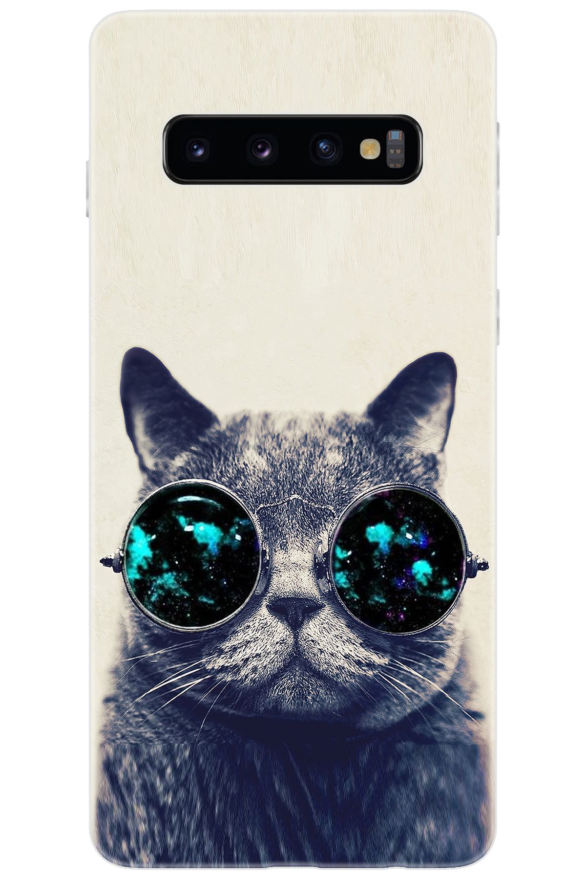 Ceppare Samsung Galaxy S10 (SM-G973F) Uyumlu Kılıf Desen Baskılı Silikon Gözlüklü Kedi STK:236 CP-UN9dqYf