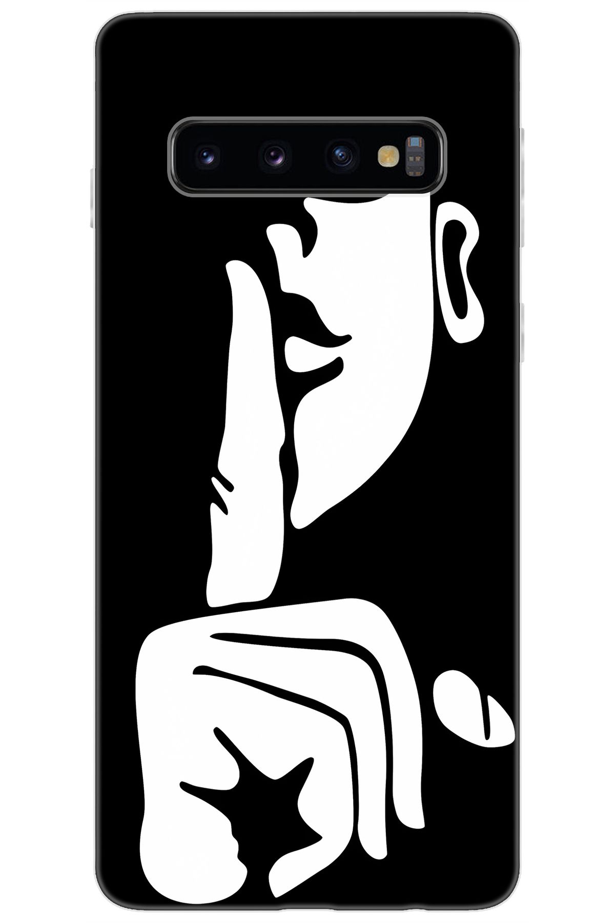 Ceppare Samsung Galaxy S10 (SM-G973F) Uyumlu Kılıf Desenli Silikon Siyah Beyaz Sessizlik STK:653 CP-bkFQcz2