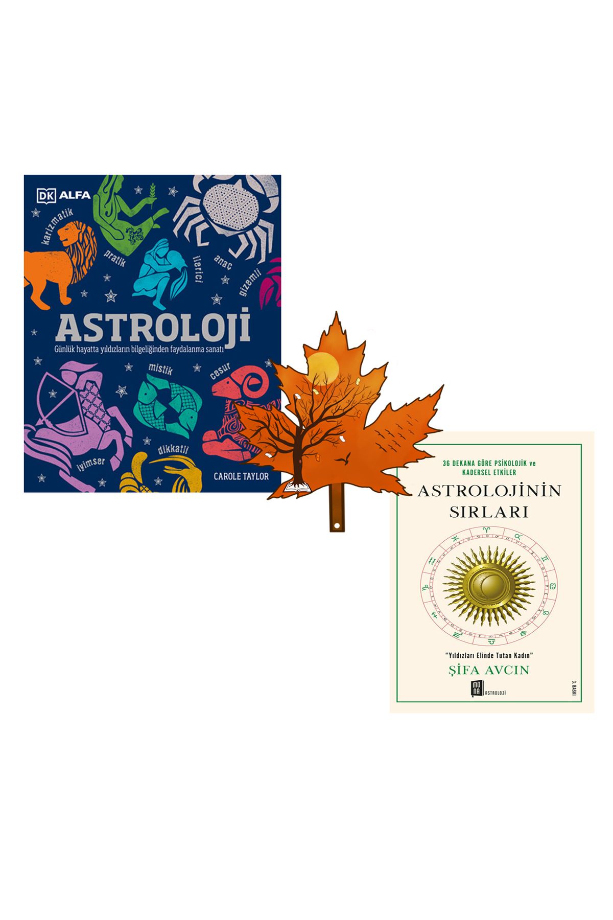 Alfa Yayınları astroloji kitabı (ciltli) - astrolojinin sırları (ciltsiz) - 2 kitap ve kitap ayracı