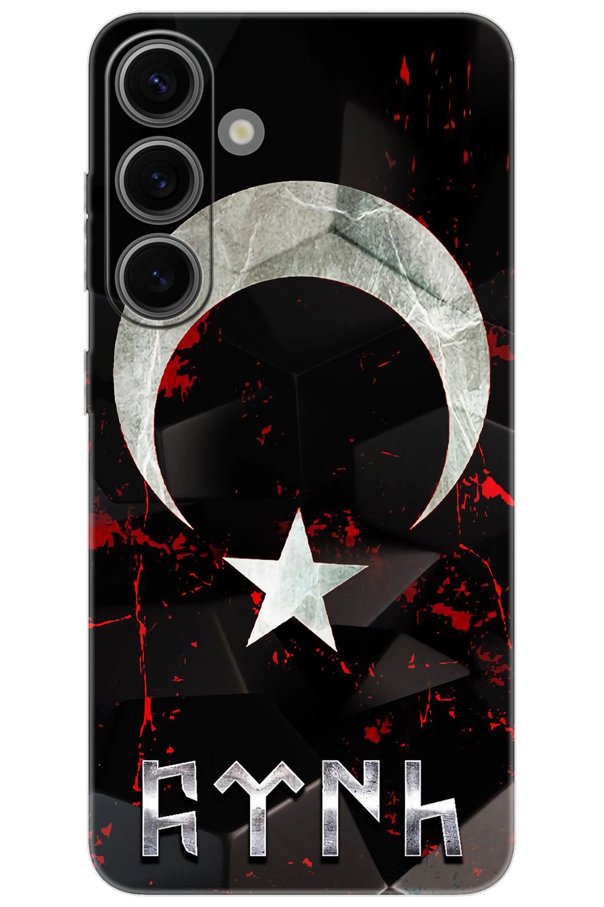 Ceppare Samsung Galaxy S24 (SM-S921B) Uyumlu Kılıf Desen Silikon Ay Yıldız ve Göktürkçe STK:636 CP-XhbLgTP