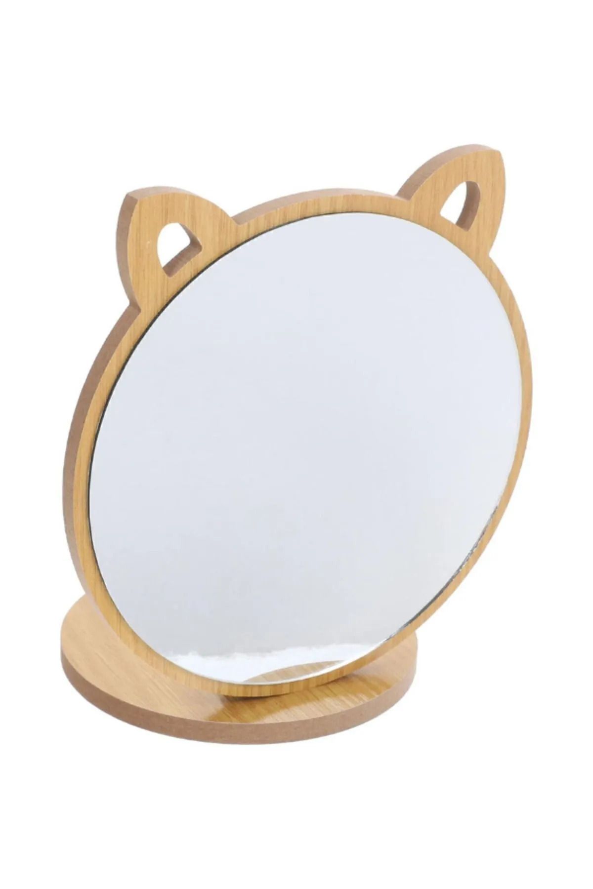 Hubstein Kedi Ayna Ahşap Standlı Masa üstü Makyaj Aynası Make Up 19CM