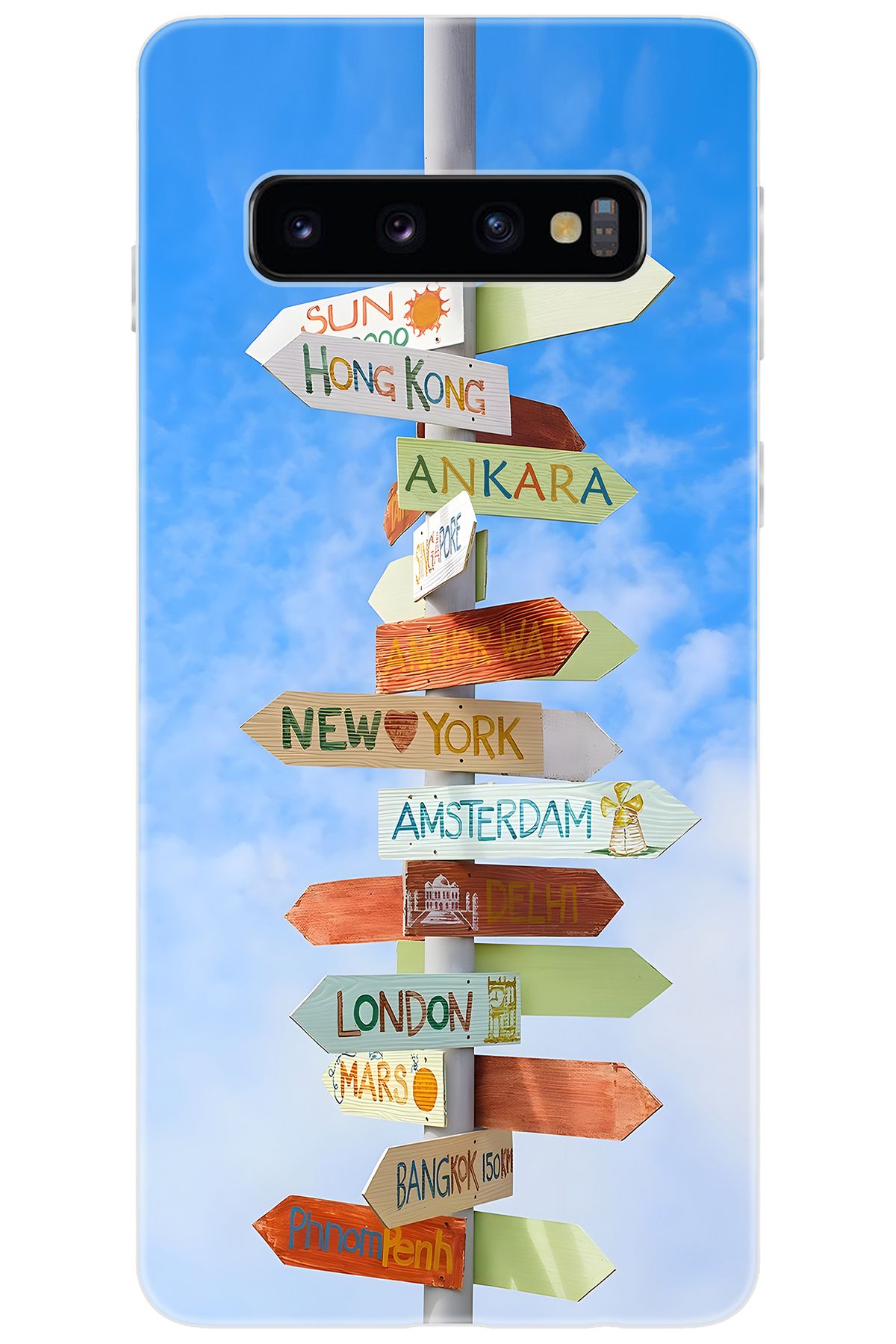 Ceppare Samsung Galaxy S10 (SM-G973F) Uyumlu Kılıf Desen Baskılı Silikon Şehir Tabelaları STK:703 CP-eC5alLq