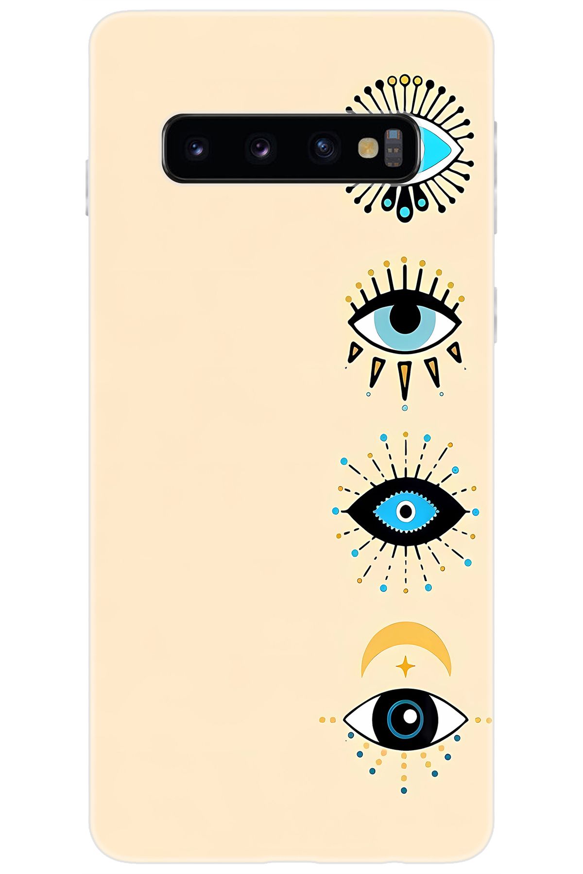 Ceppare Samsung Galaxy S10 (SM-G973F) Uyumlu Kılıf Desen Baskılı Silikon Nazar Gözler STK:742 CP-DOQGYcz