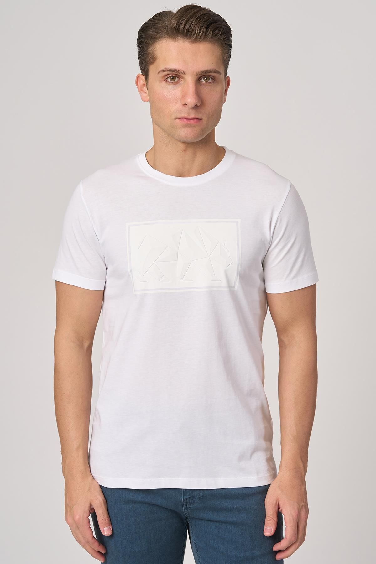 White Stone WHİTE STONE 2025-Y 3115 BİSİKLET YAKA TSHIRT BEYAZ
