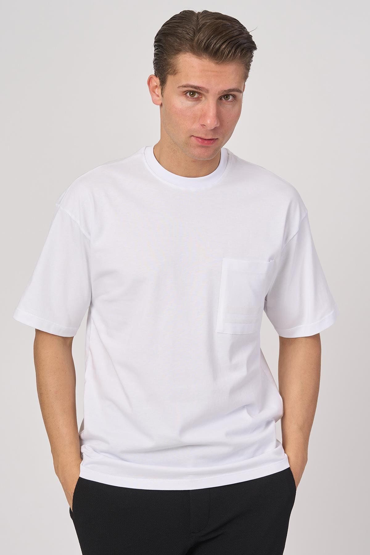 White Stone WHİTE STONE 2025-Y 3138 BİSİKLET YAKA TSHIRT BEYAZ