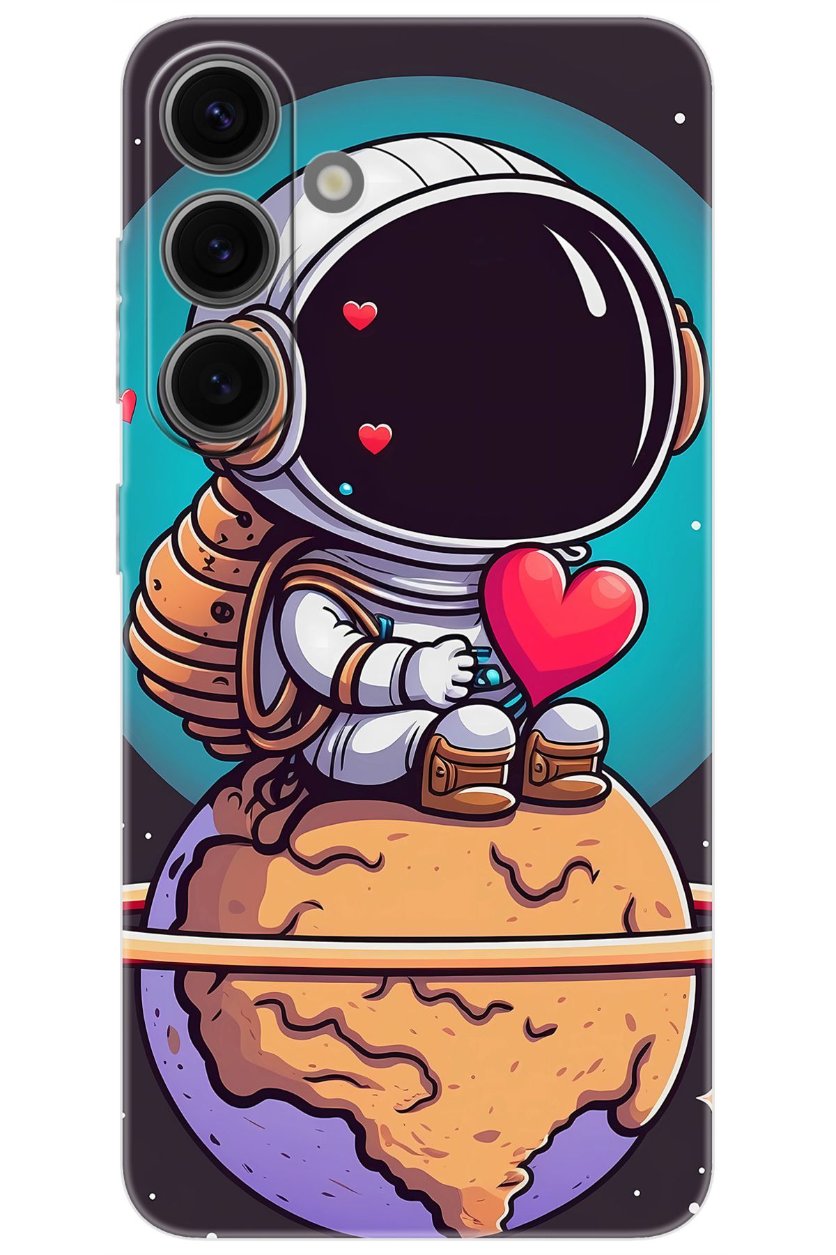 Ceppare Samsung Galaxy S24 (SM-S921B) Uyumlu Kılıf Desen Baskılı Silikon Astronot Serisi STK:1007 CP-V6WhuuQ