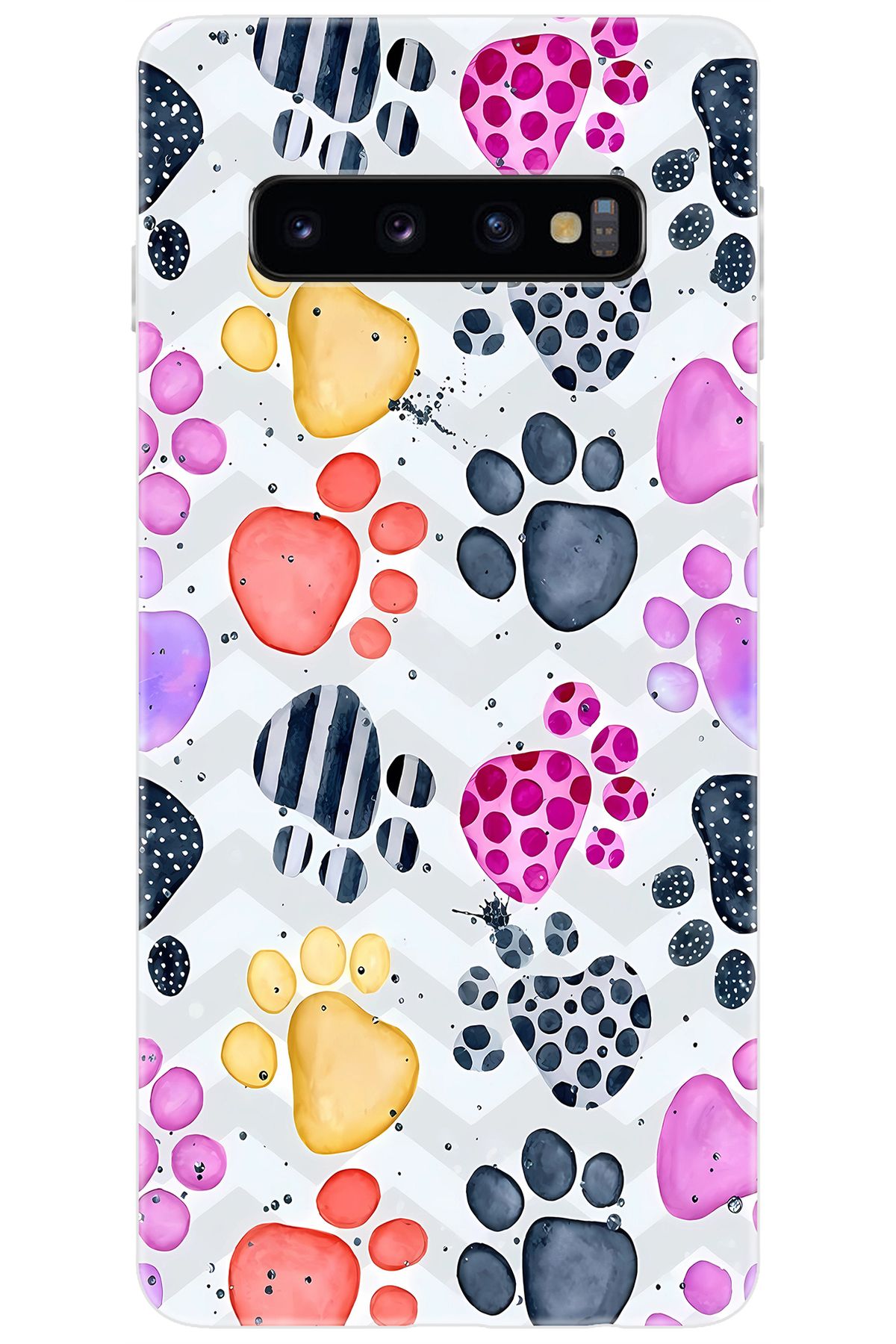 Ceppare Samsung Galaxy S10 (SM-G973F) Uyumlu Kılıf Desen Baskılı Silikon Renkli Patiler STK:670 CP-AWd2rLF