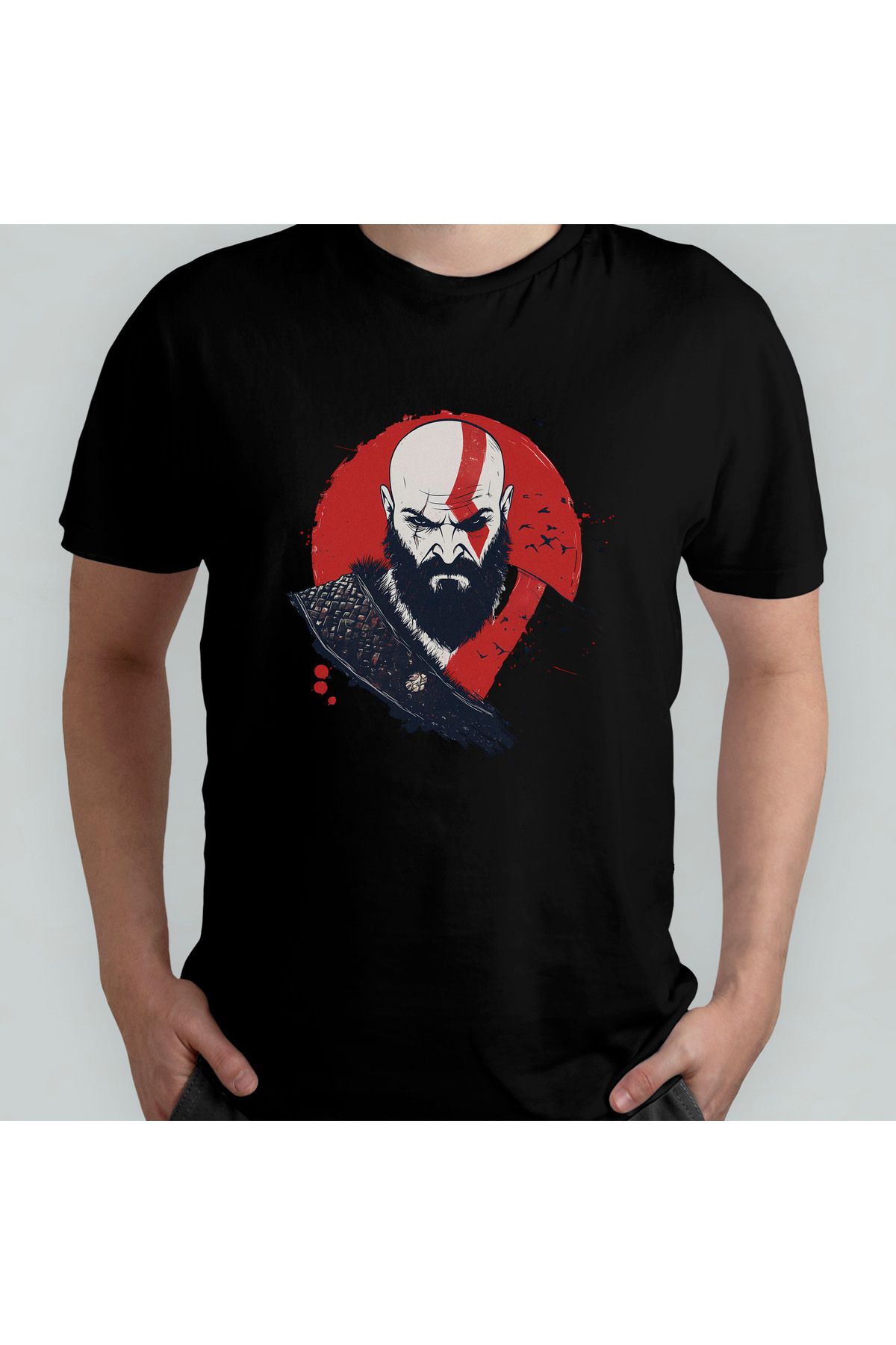 Pixxa God of War Kratos Unisex %100 Pamuklu Bisiklet Yaka T-Shirt Model 6