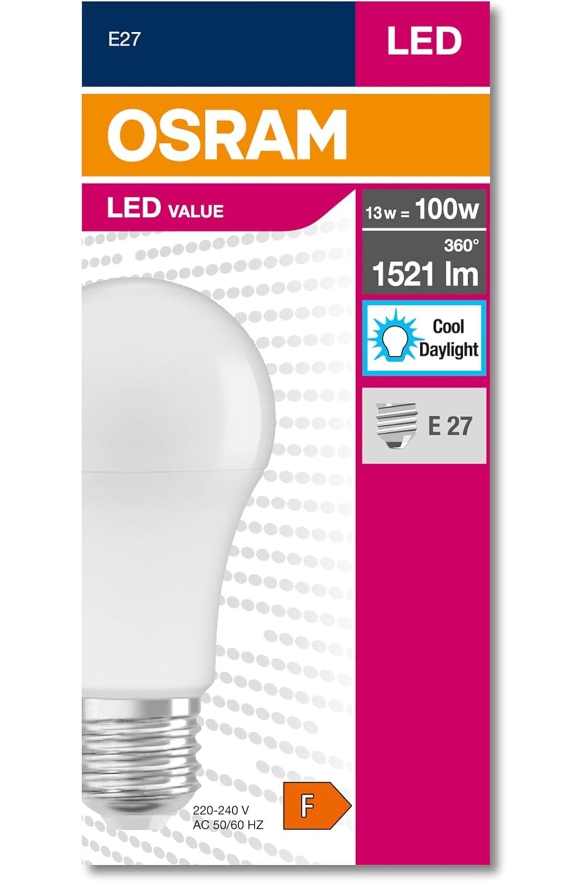 STOREMAX shopmst 4052899971042 Led Cla 100 13 W 1521 Lümen 6500 Kelvin Beyaz Işık E27 Duy Ampul, 12x6x6 Cm