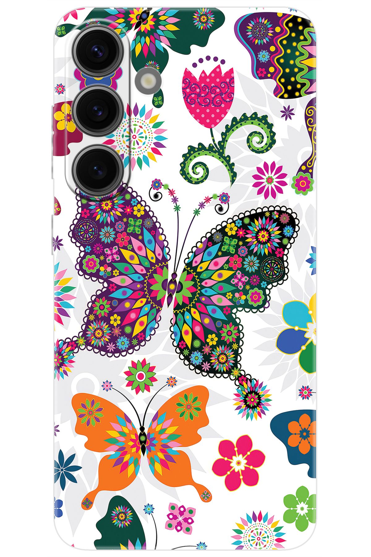 Ceppare Samsung Galaxy S24 (SM-S921B) Uyumlu Kılıf Desen Baskı Silikon Renkli Kelebekler STK:541 CP-DdMu8YX