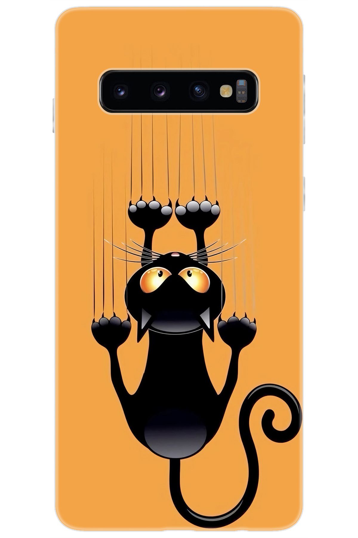 Ceppare Samsung Galaxy S10 (SM-G973F) Uyumlu Kılıf Desen Baskılı Silikon Kara Kedi STK:734 CP-wHkLNj6