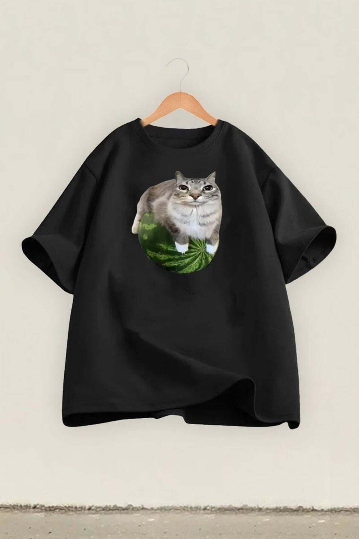 Karakedi Siyah Watermelon Cat Unisex T-shirt