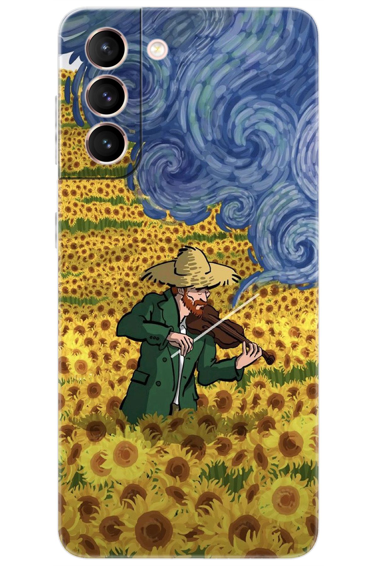Ceppare Samsung Galaxy S21 (SM-G991B) Uyumlu Kılıf Desen Silikon Sunflower Ayçiçeği Tarla STK:756 CP-snVkSuJ