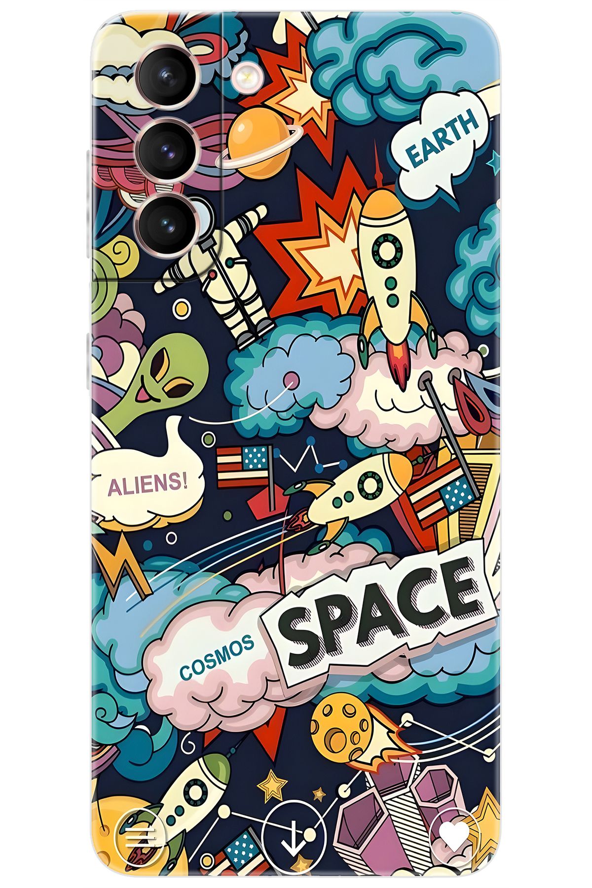 Ceppare Samsung Galaxy S21 (SM-G991B) Uyumlu Kılıf Desen Baskılı Silikon Space STK:633 CP-DUqj1JN