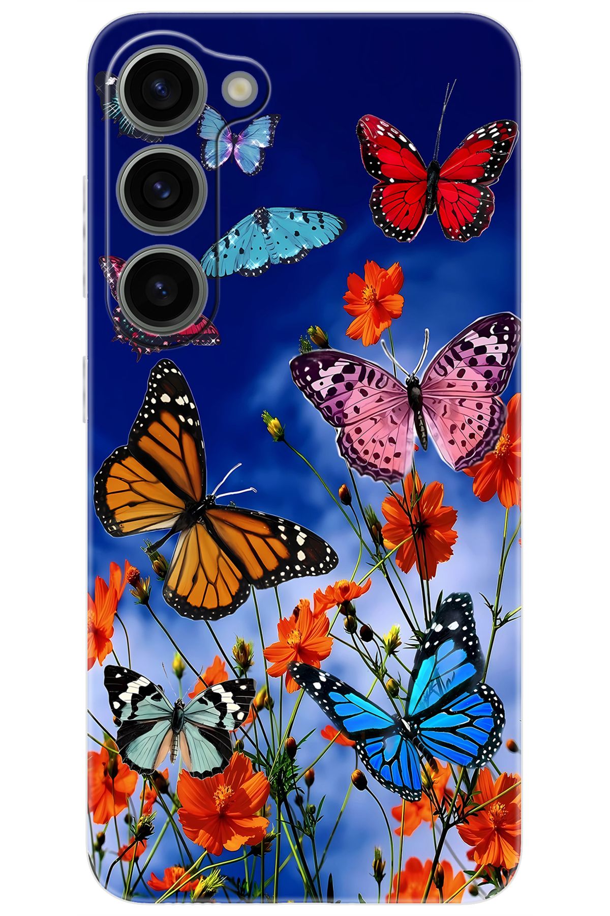 Ceppare Samsung Galaxy S23 (SM-S911B) Uyumlu Kılıf Desen Baskı Silikon Renkli Kelebekler STK:741 CP-hs8kkfD