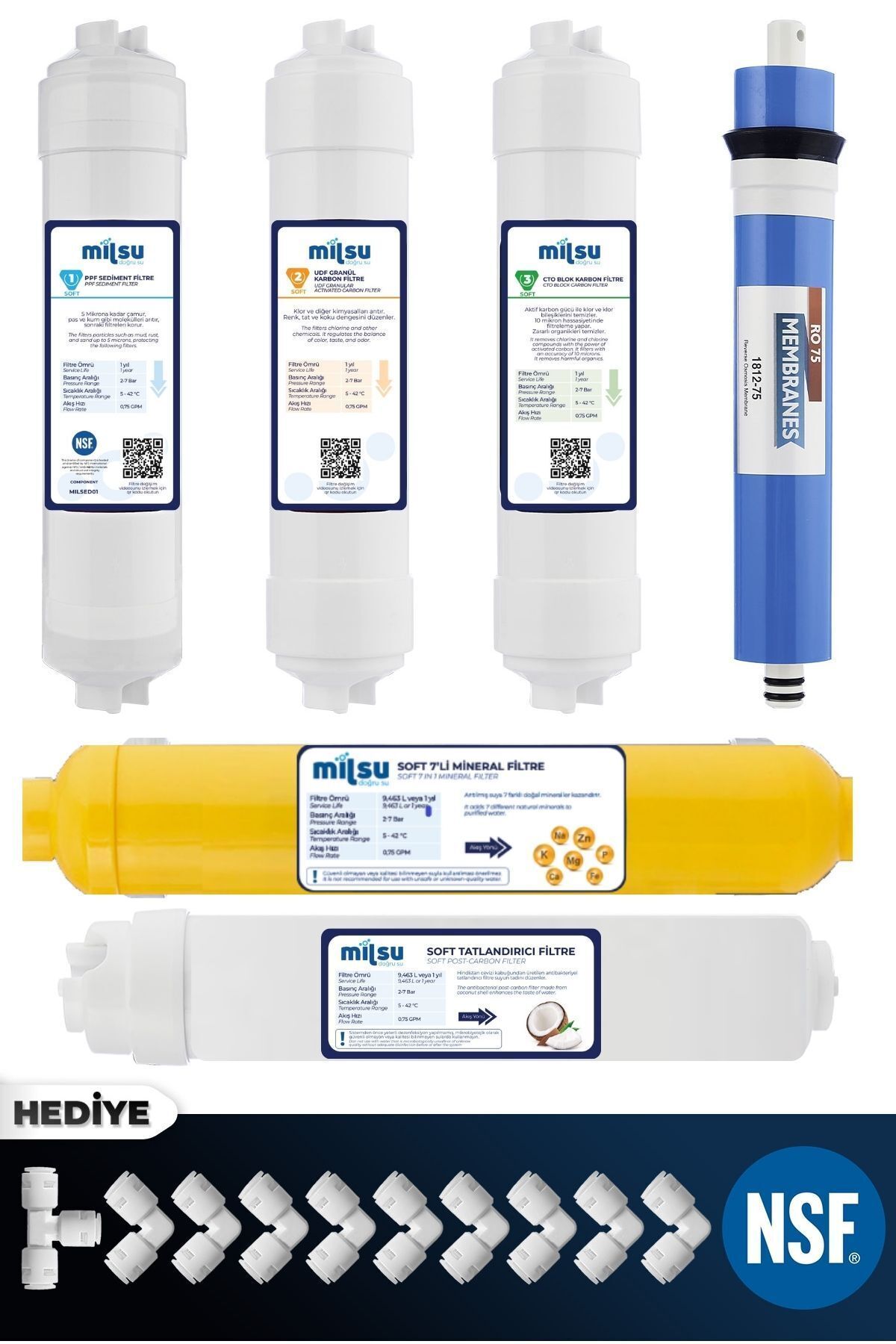 Kapalı Kasa Su Arıtma Cihazı Multi Mineral 6lı Filtresi Standart Membran Set