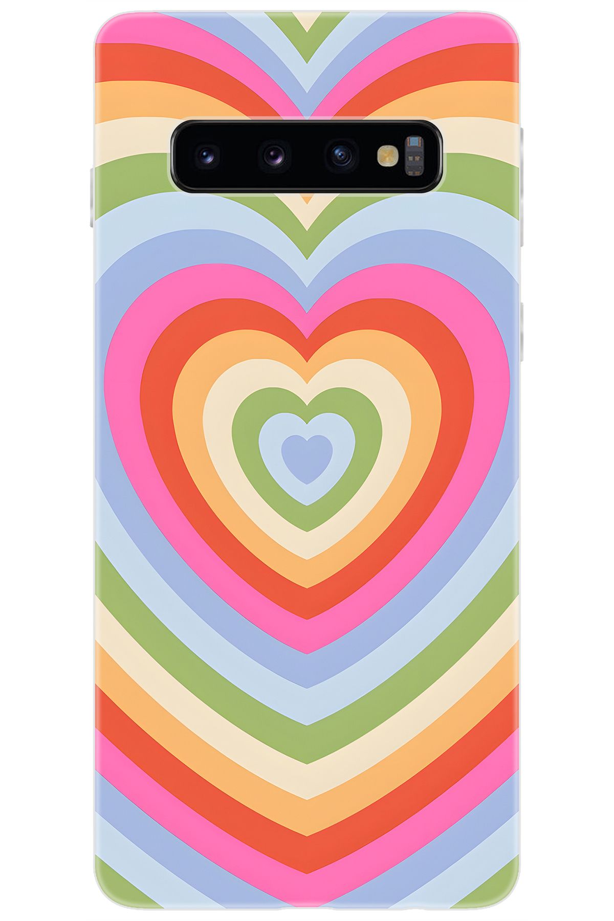 Ceppare Samsung Galaxy S10 (SM-G973F) Uyumlu Kılıf Desen Baskılı Silikon Renkli Kalpler STK:1019 CP-q9YmQ7x