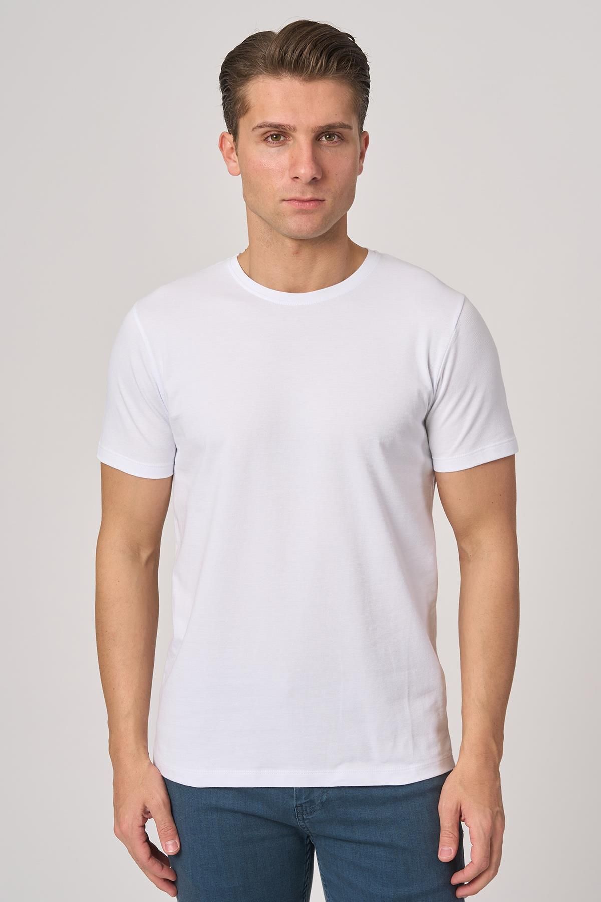 White Stone WHİTE STONE 2025-Y 3155 BİSİKLET YAKA TSHIRT BEYAZ