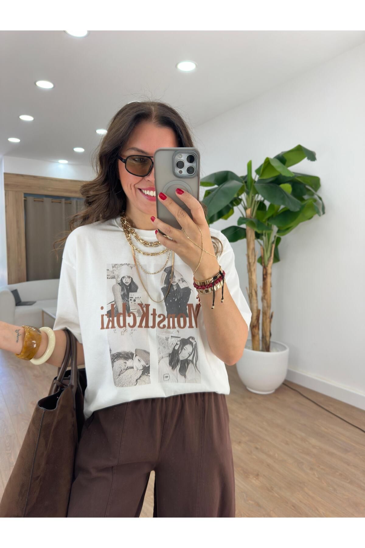 2she Bisiklet Yaka Baskılı Tshirt