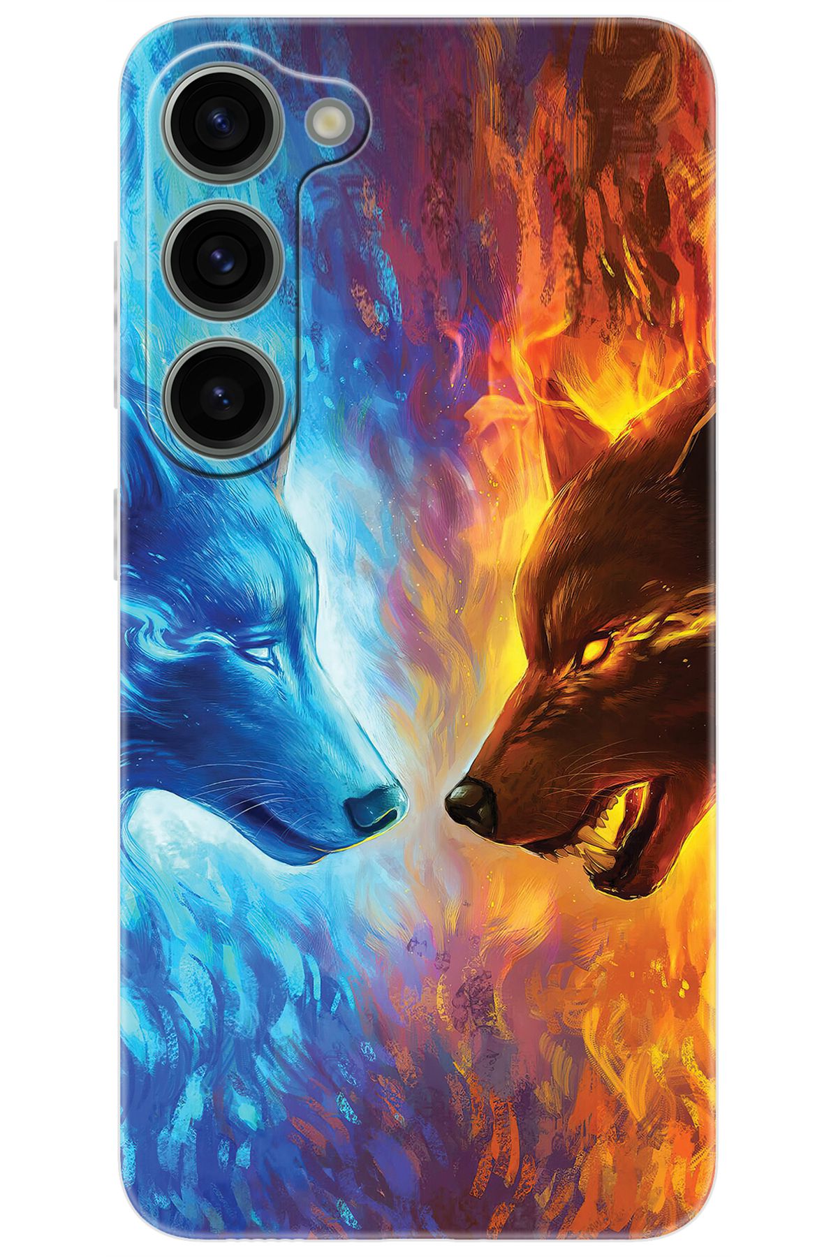 Ceppare Samsung Galaxy S23 (SM-S911B) Uyumlu Kılıf Desen Baskılı Silikon Alev ve Kurtlar STK:489 CP-R18lKBF