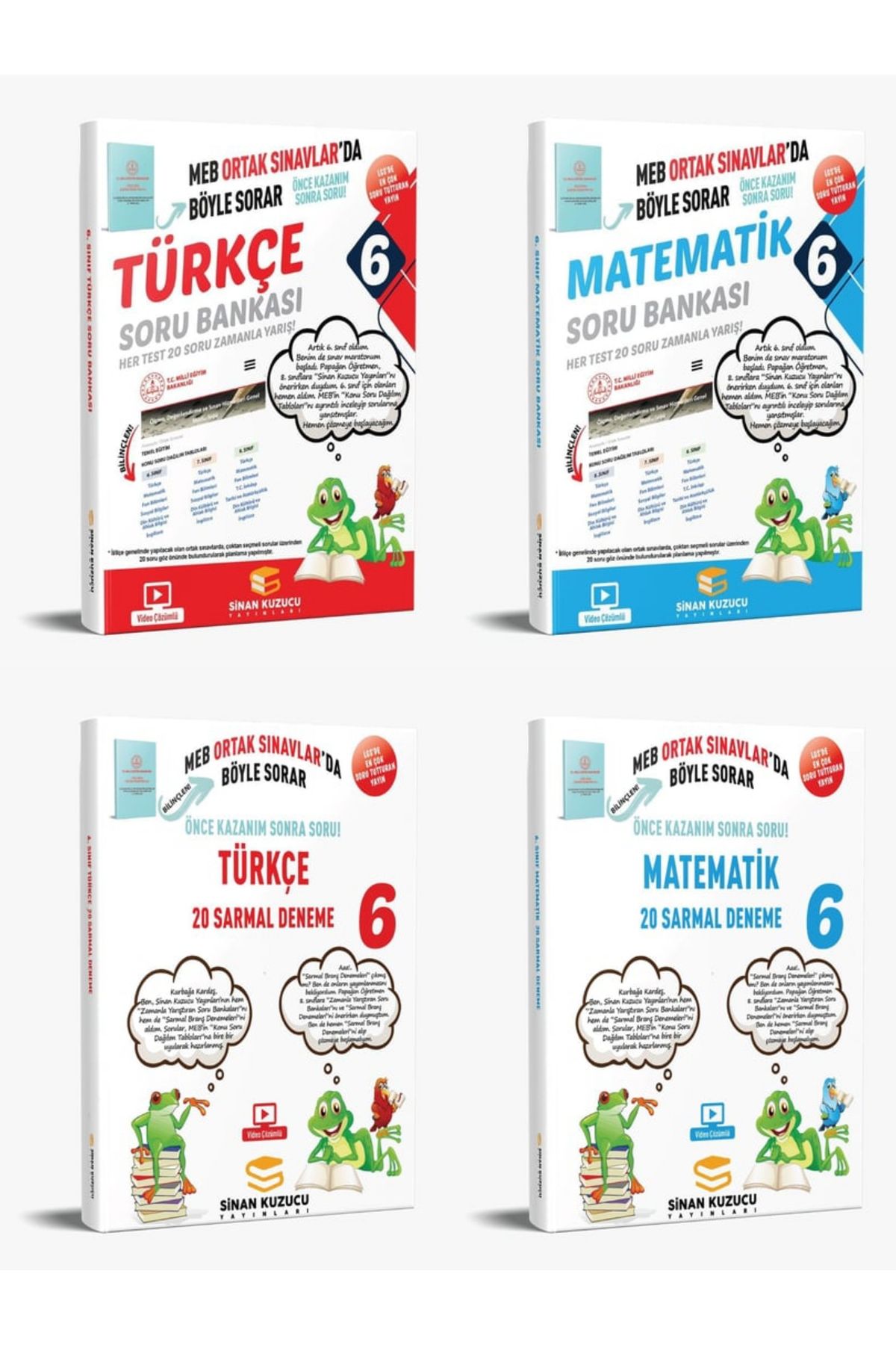 SİNAN KUZUCU YAYINLARI 6.sınıf türkçe matematik soru bankası ve matematik türkçe deneme 4'lü settir-sinan kuzucu