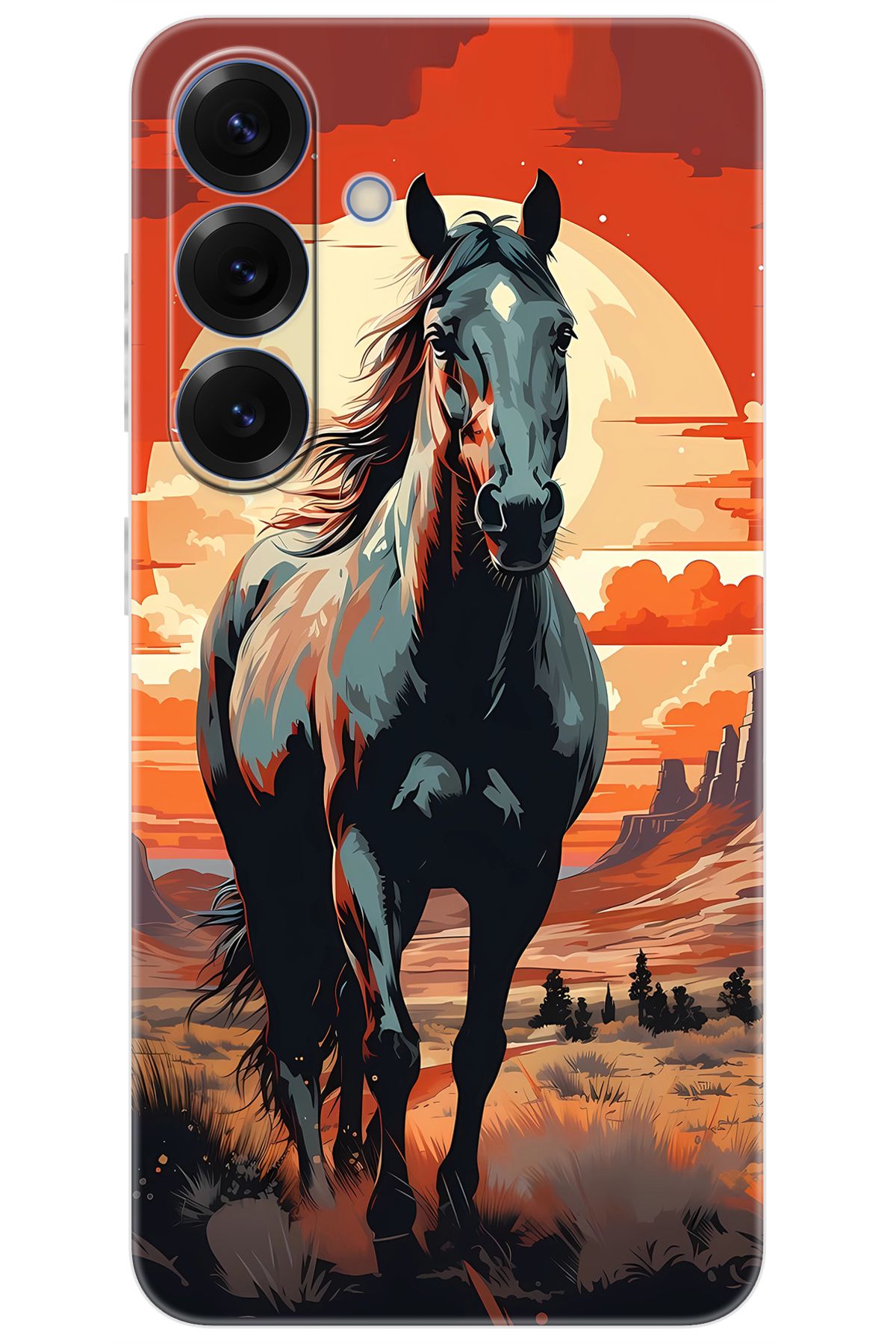 Ceppare Samsung Galaxy S25 (SM-S931B) Uyumlu Kılıf Desen Baskılı Silikon Western Atı STK:655 CP-D1SsydD