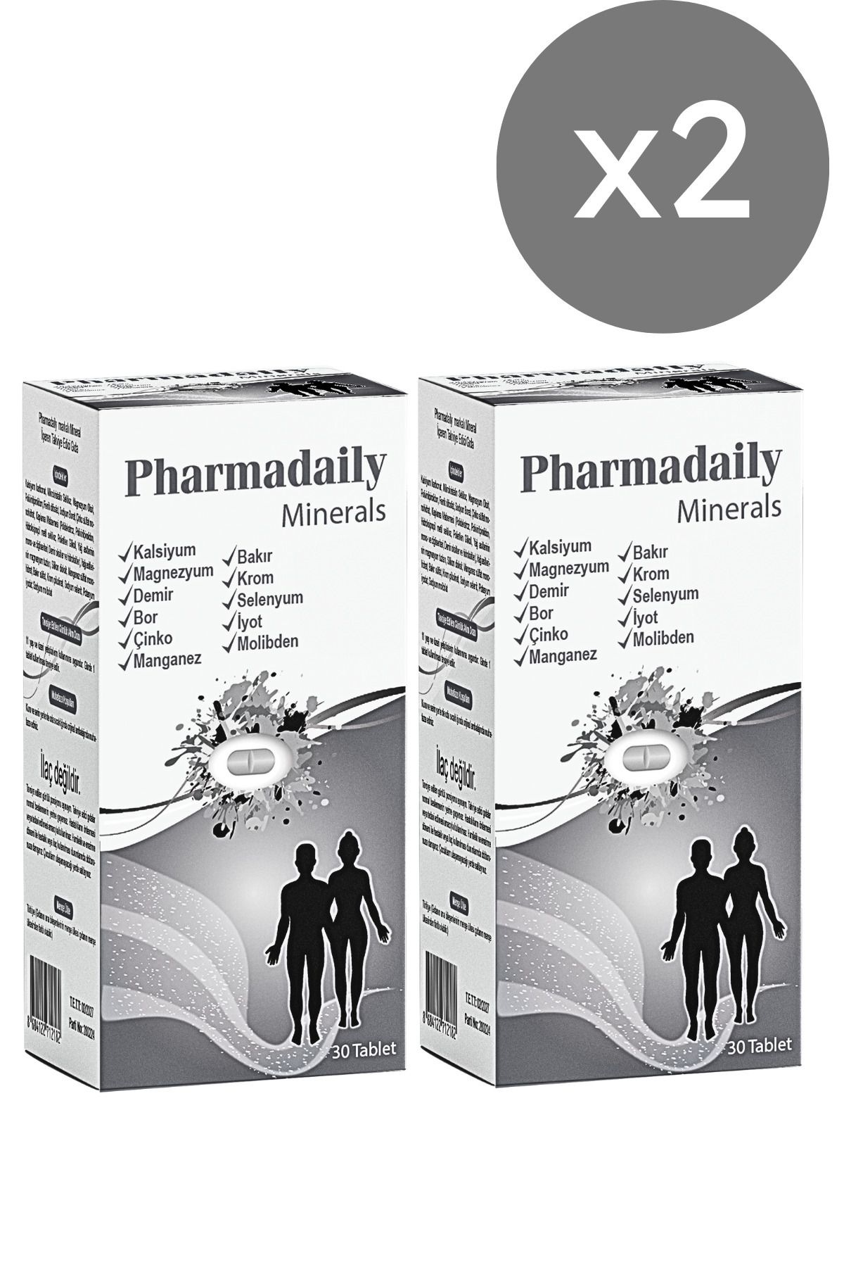 Pharmadaily 2'si 1 Arada Paket: Pharmadaily Minerals x2 Tüm Mineraller Günlük İhtiyaç Duyulan Miktarda