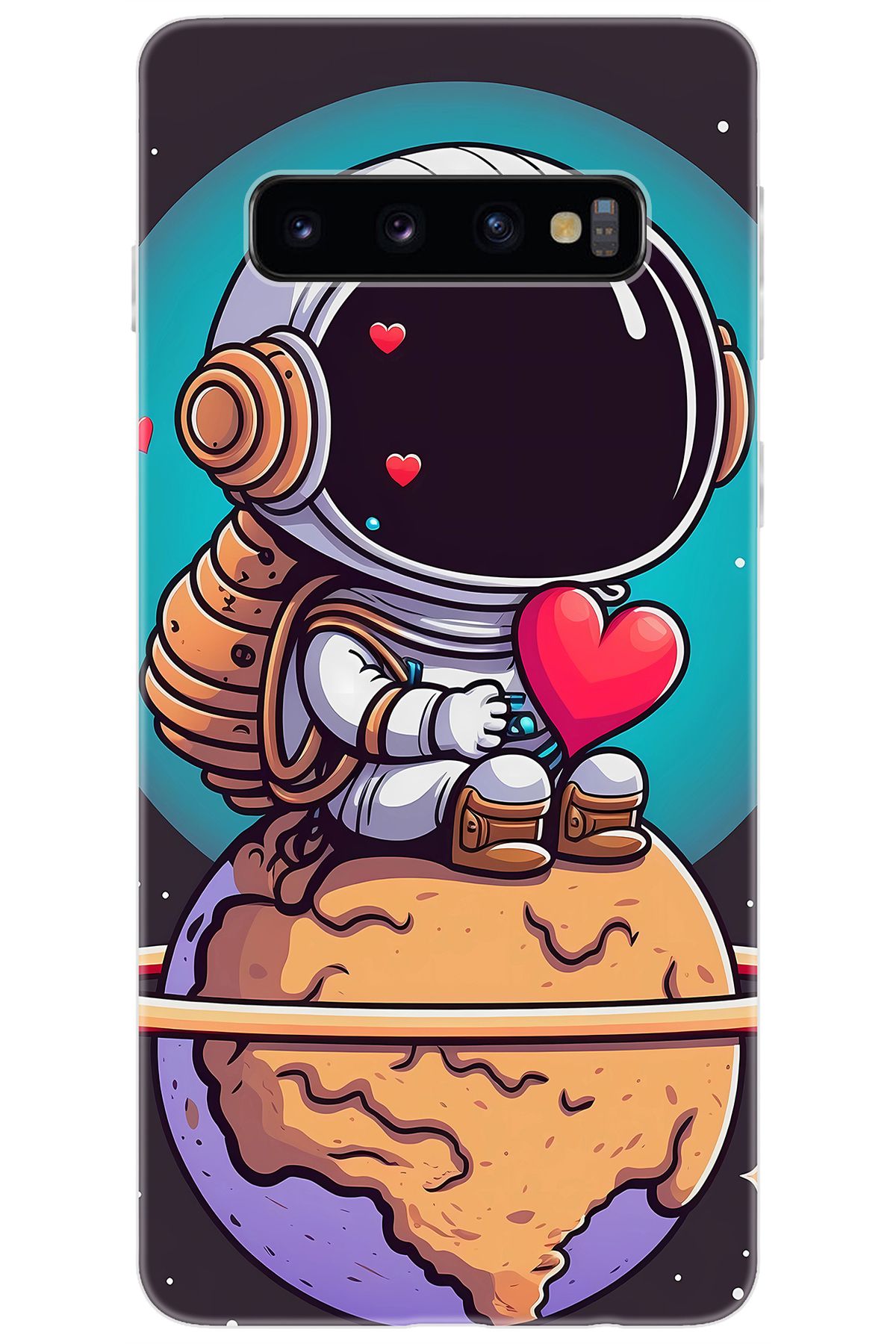 Ceppare Samsung Galaxy S10 (SM-G973F) Uyumlu Kılıf Desen Baskılı Silikon Astronot Serisi STK:1007 CP-t7bT51L