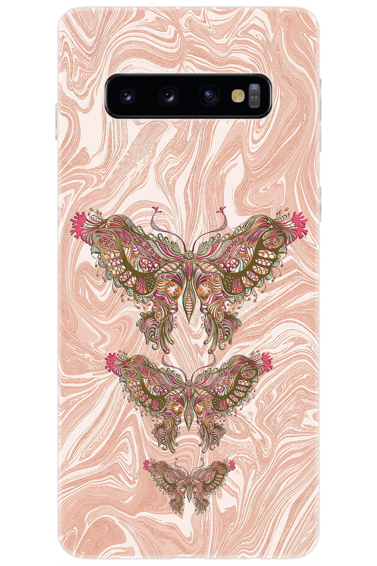 Ceppare Samsung Galaxy S10 (SM-G973F) Uyumlu Kılıf Desen Baskılı Silikon Kelebek Resim STK:552 CP-Nzs6YLE