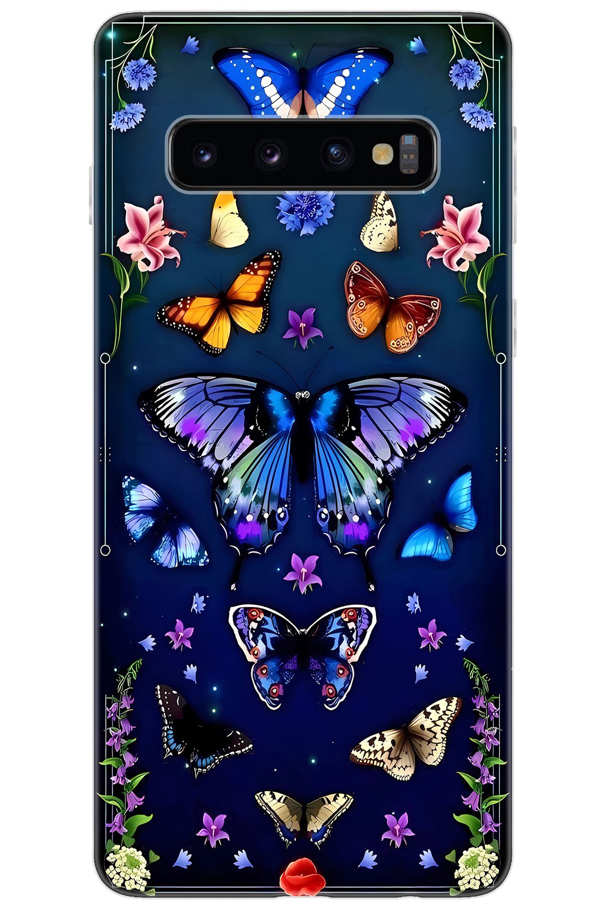 Ceppare Samsung Galaxy S10 (SM-G973F) Uyumlu Kılıf Desen Baskılı Silikon Kelebek STK:669 CP-u9tKKu7