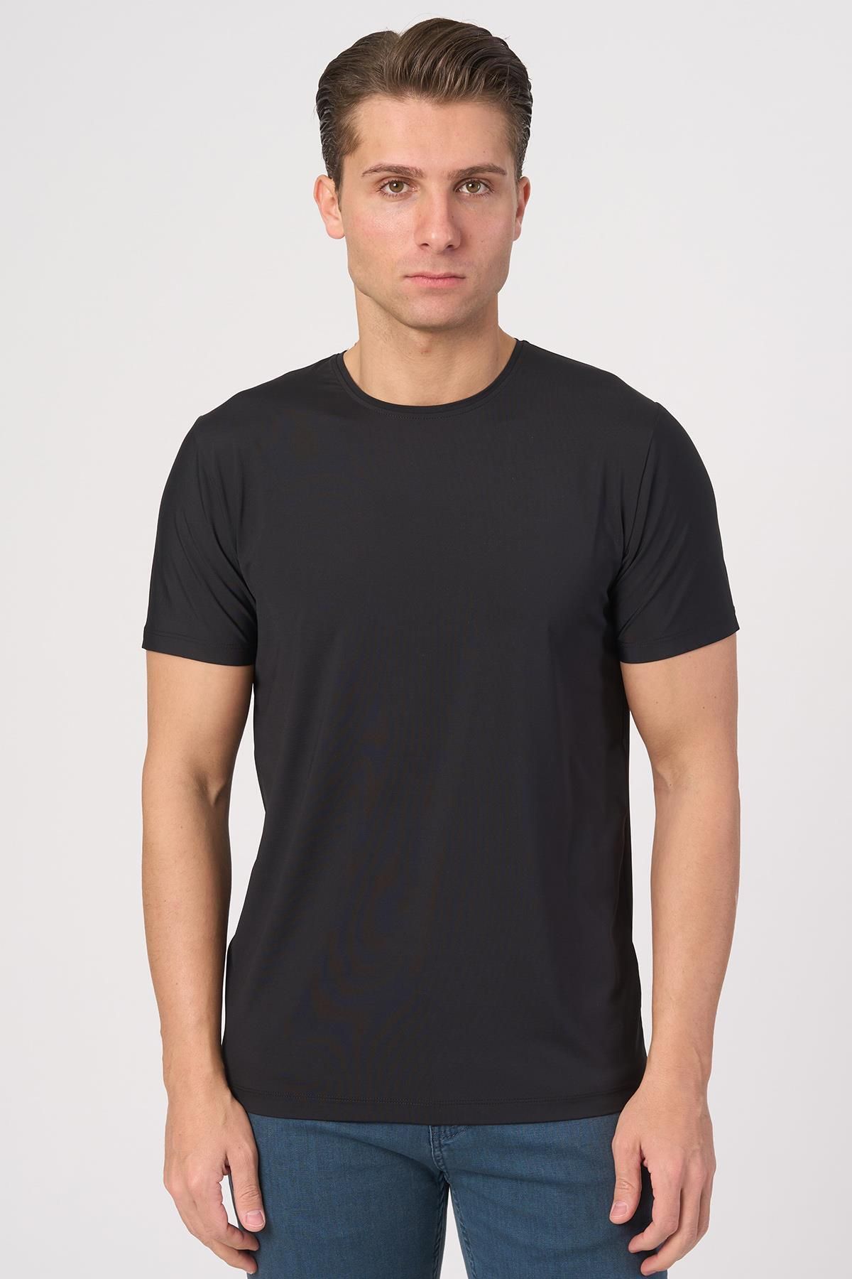 White Stone WHİTE STONE 2025-Y 3135 BİSİKLET YAKA TSHIRT SİYAH