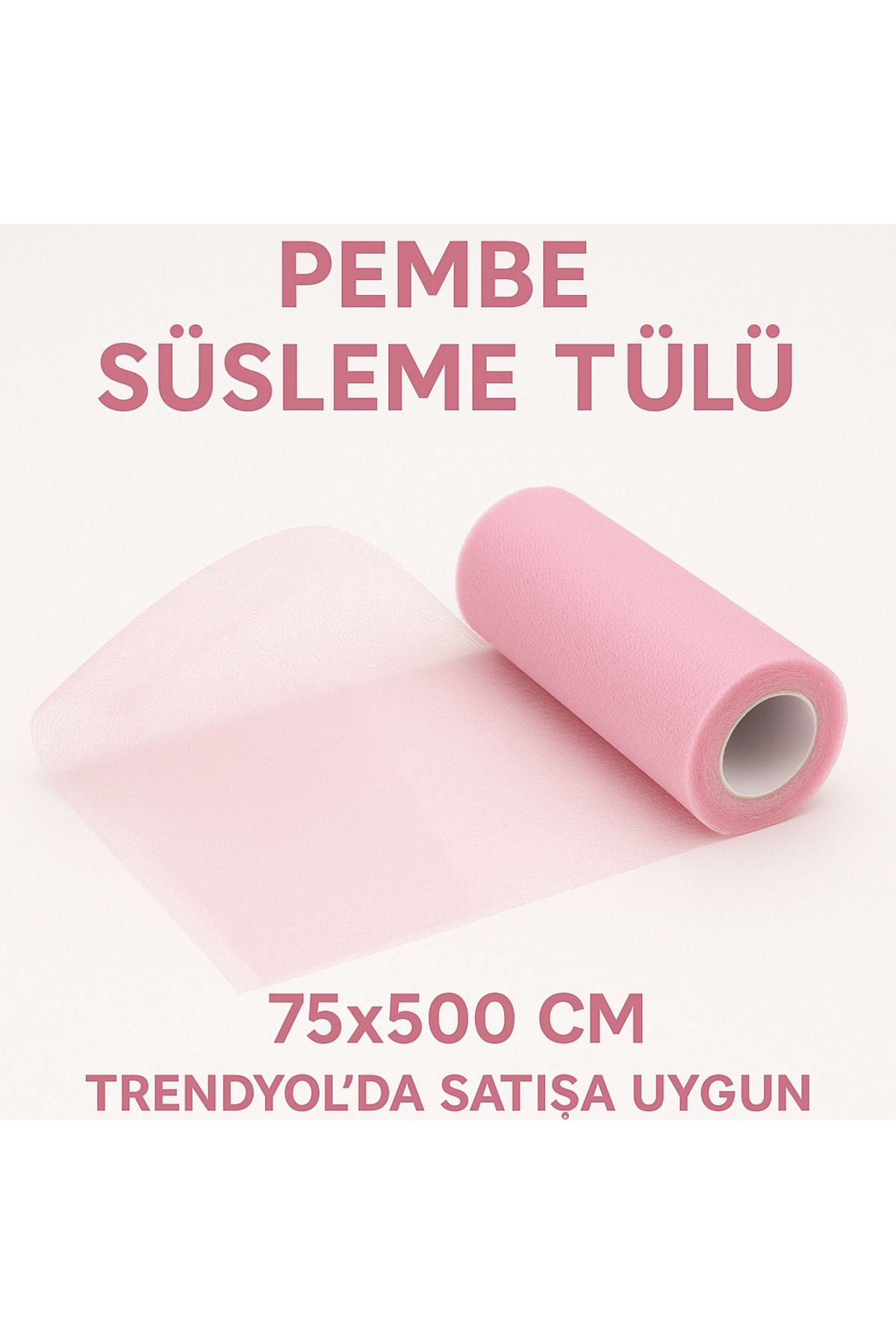 serap çiçekçilik 5 Metre 75 Cm. Pembe Bohça Süsü, Nişan Bohça Süsü, Kapı Süsü Tülü, Doğum Günü Tülü