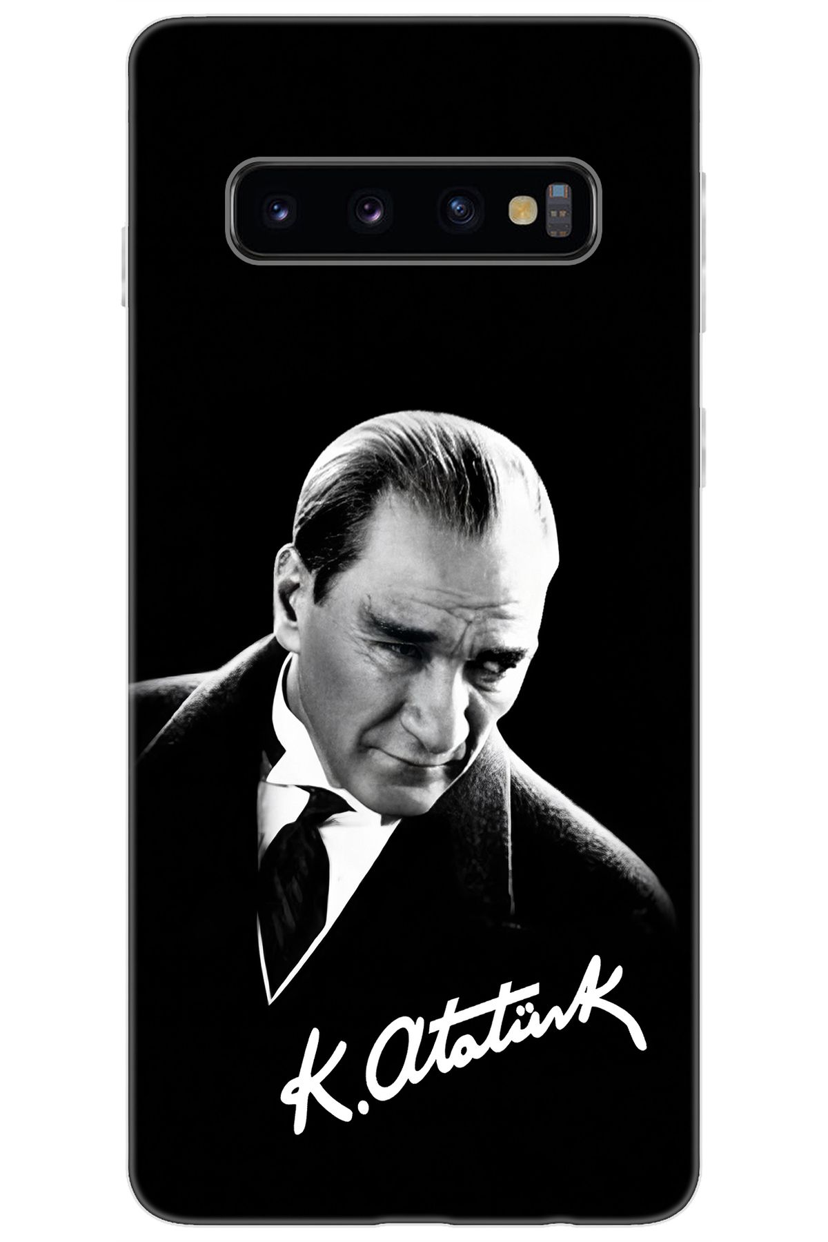 Ceppare Samsung Galaxy S10 (SM-G973F) Uyumlu Kılıf Desenli Silikon Mustafa Kemal Atatürk STK:390 CP-2i4LtAT