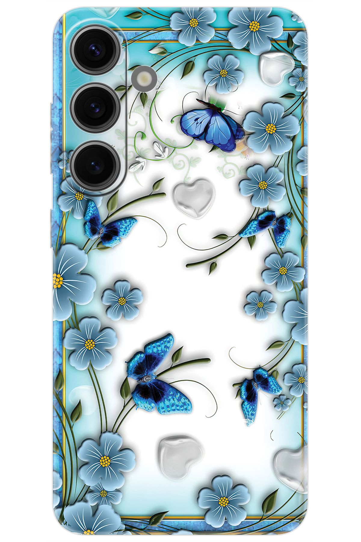 Ceppare Samsung Galaxy S24 (SM-S921B) Uyumlu Kılıf Desenli Silikon Çiçek ve Kelebekler STK:547 CP-8OxtylC