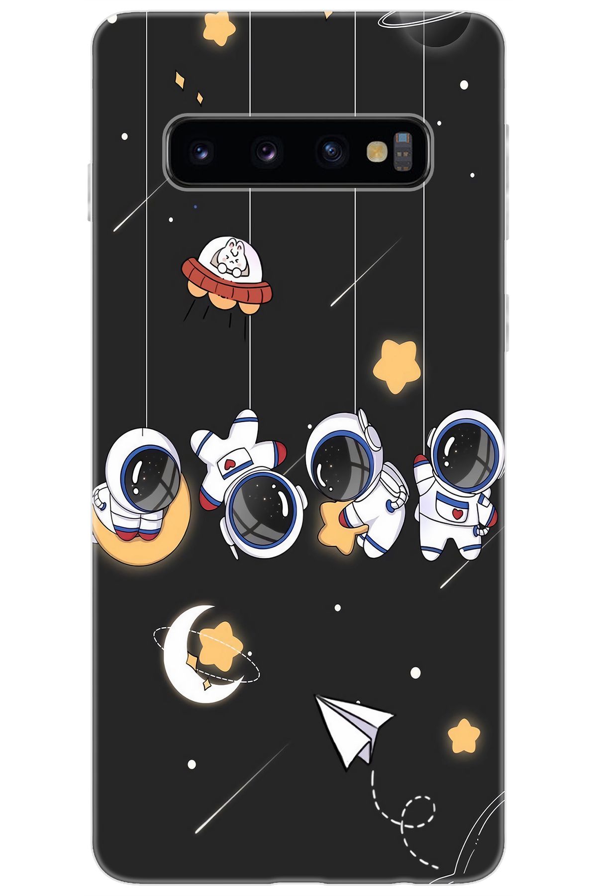 Ceppare Samsung Galaxy S10 (SM-G973F) Uyumlu Kılıf Desenli Silikon Sallanan Astronotlar STK:740 CP-7zHYzJC