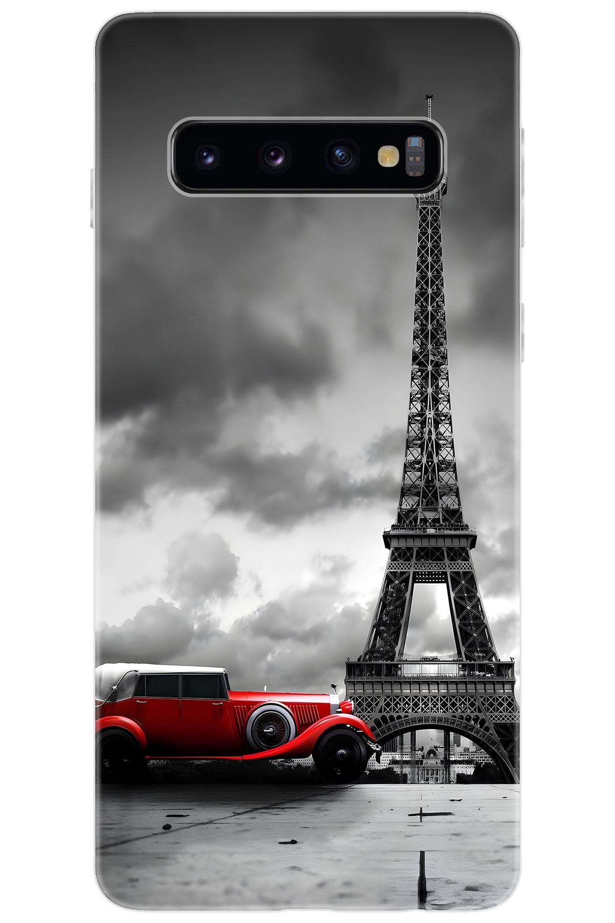 Ceppare Samsung Galaxy S10 (SM-G973F) Uyumlu Kılıf Desenli Silikon Eyfel Kulesi Araba STK:709 CP-BhlThQp