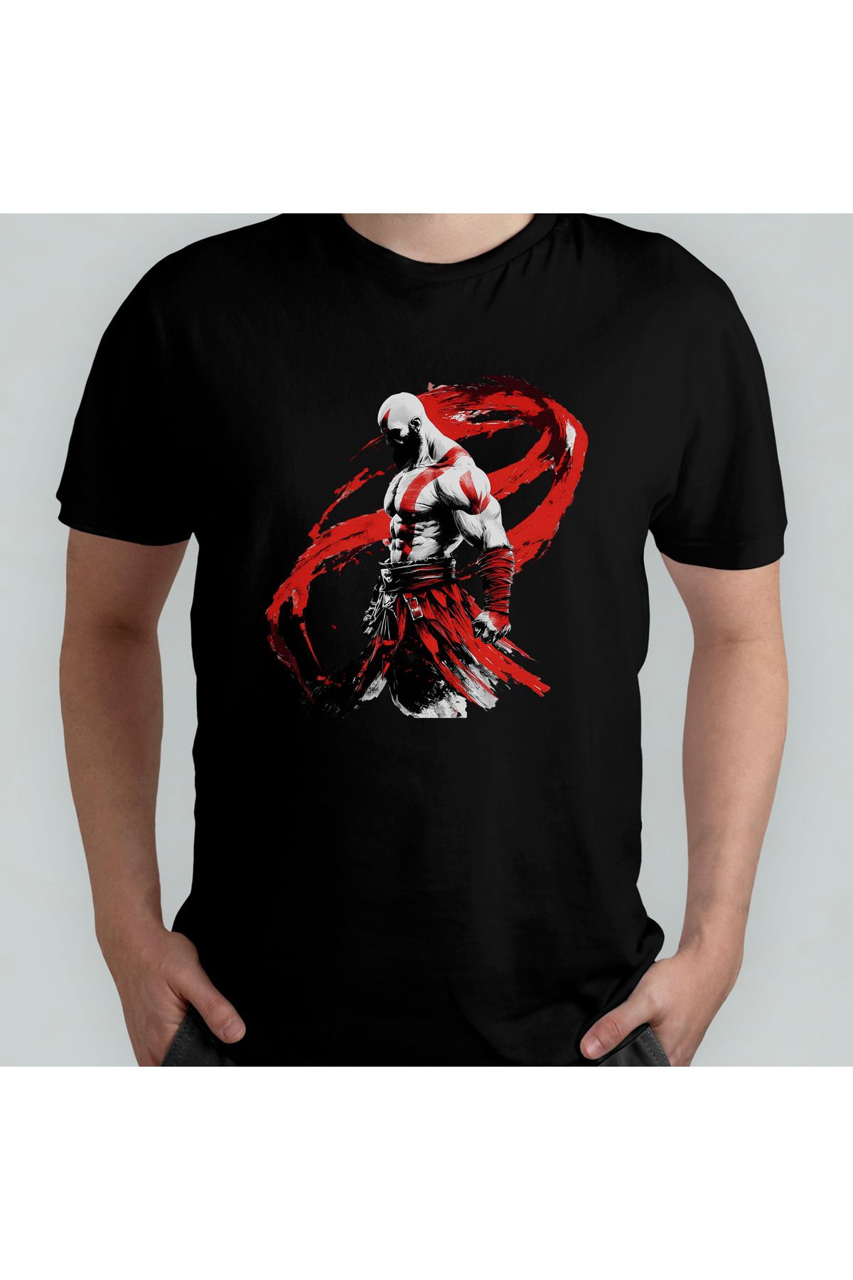 Pixxa God of War Kratos Unisex %100 Pamuklu Bisiklet Yaka T-Shirt Model 3