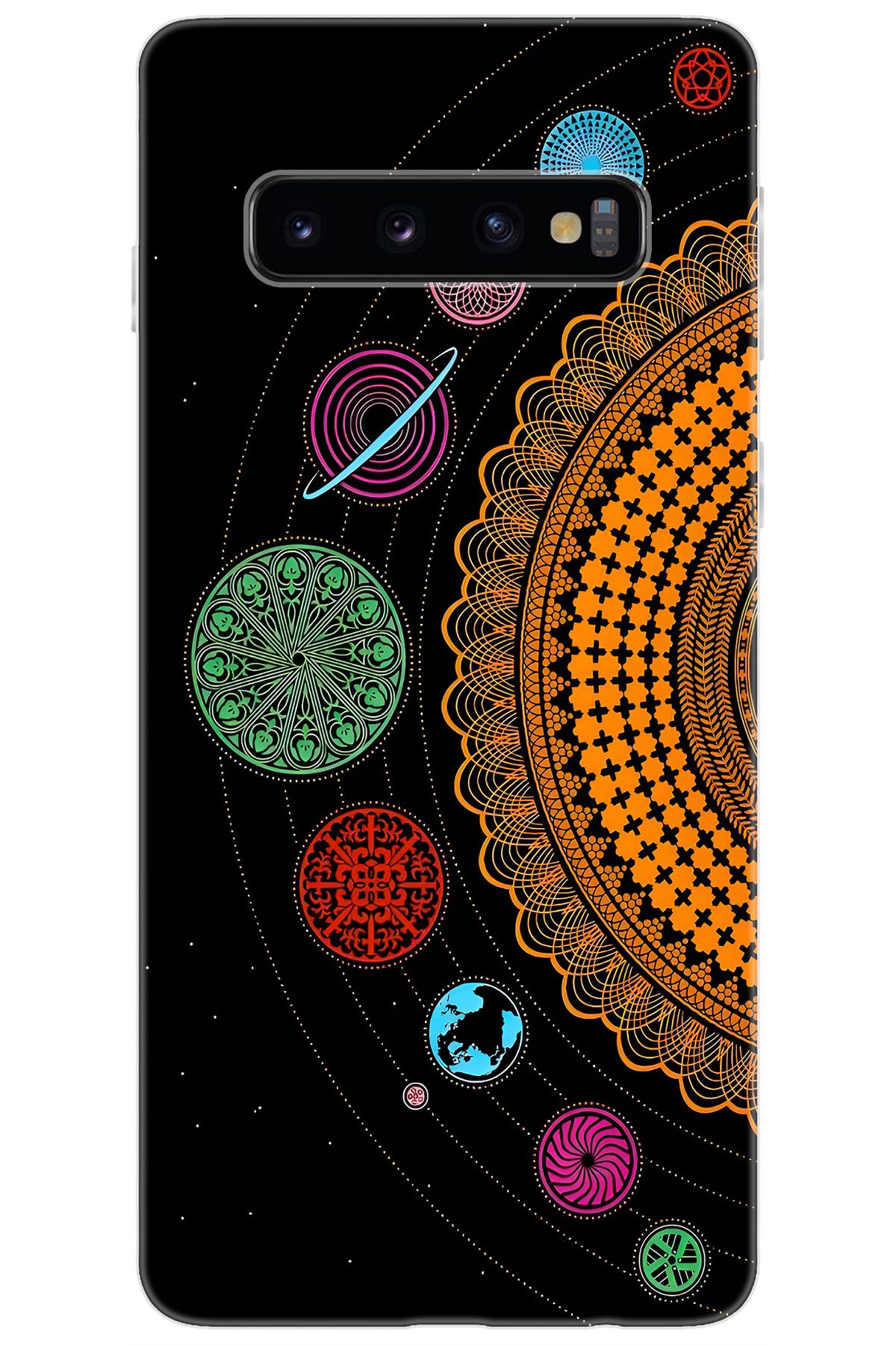Ceppare Samsung Galaxy S10 (SM-G973F) Uyumlu Kılıf Desen Baskı Silikon Gezegenler Tasarım STK:648 CP-ldtKv2t