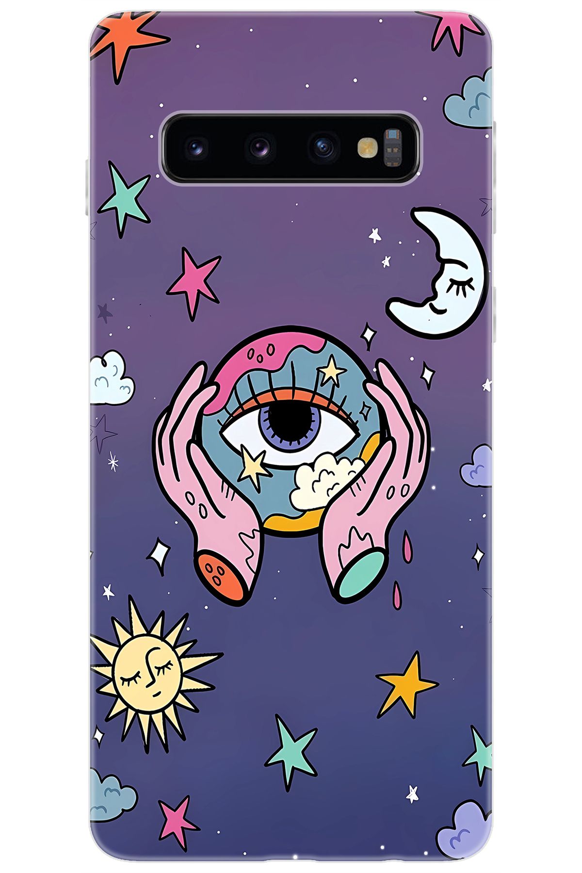 Ceppare Samsung Galaxy S10 (SM-G973F) Uyumlu Kılıf Desen Baskılı Silikon Dünya Gözü STK:668 CP-BJsJC5Y