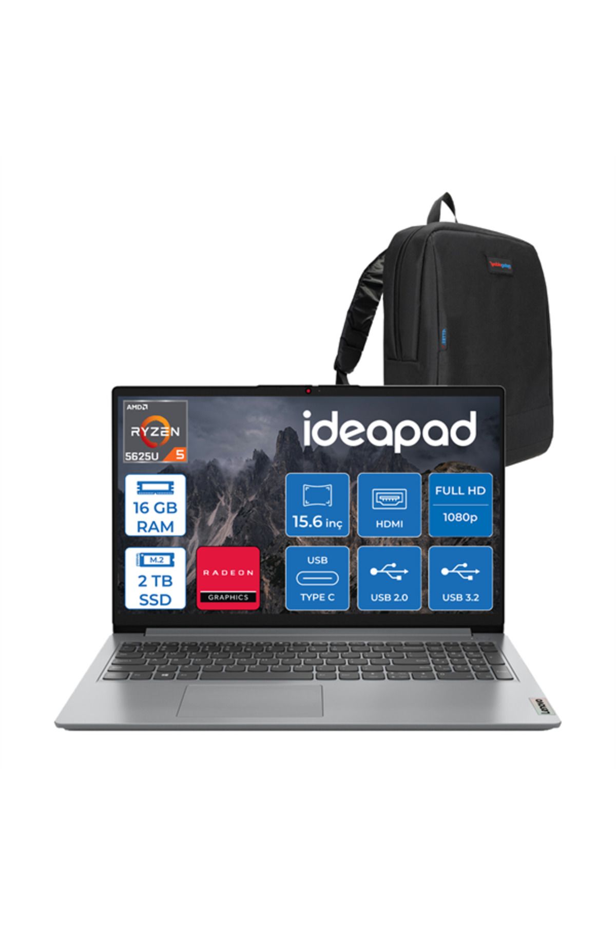 LENOVO IdeaPad 1 15ALC7 Ryzen 5 5625U 16GB DDR4 2TB SSD 15.6" FHD TN Freedos 15ALC7F03+ZETTACNT