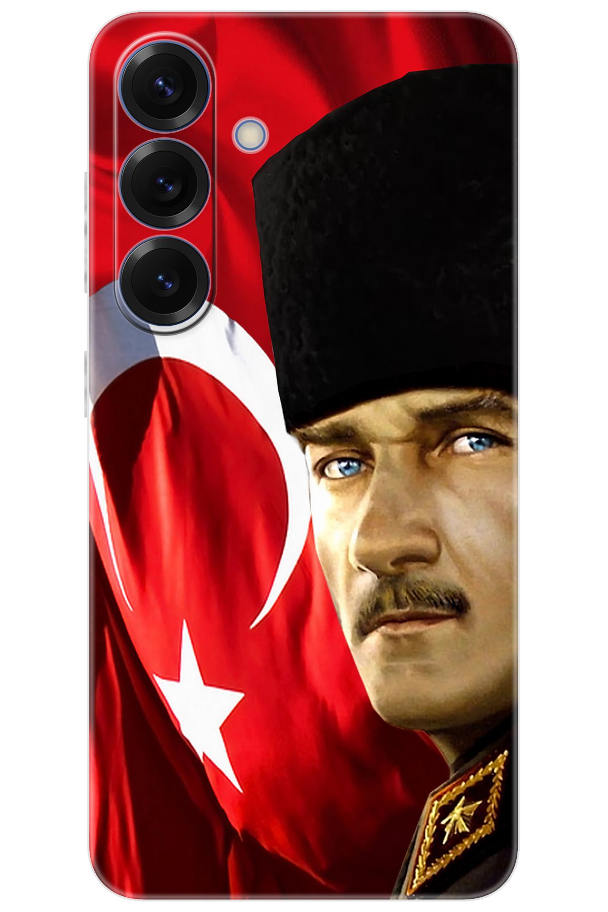 Ceppare Samsung Galaxy S25 (SM-S931B) Uyumlu Kılıf Desen Silikon Atatürk ve Türk Bayrağı STK:726 CP-Ex8b5HE