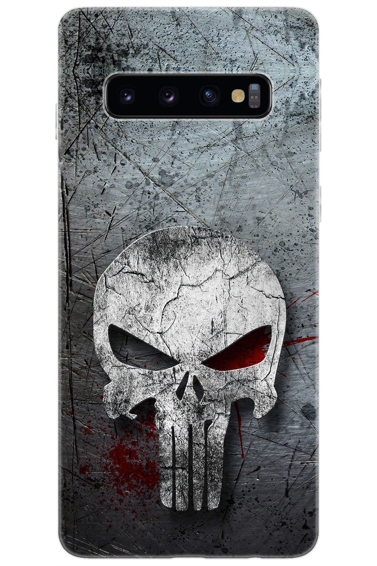 Ceppare Samsung Galaxy S10 (SM-G973F) Uyumlu Kılıf Desen Baskılı Silikon Gri Kuru Kafa STK:218 CP-4h9MNmW