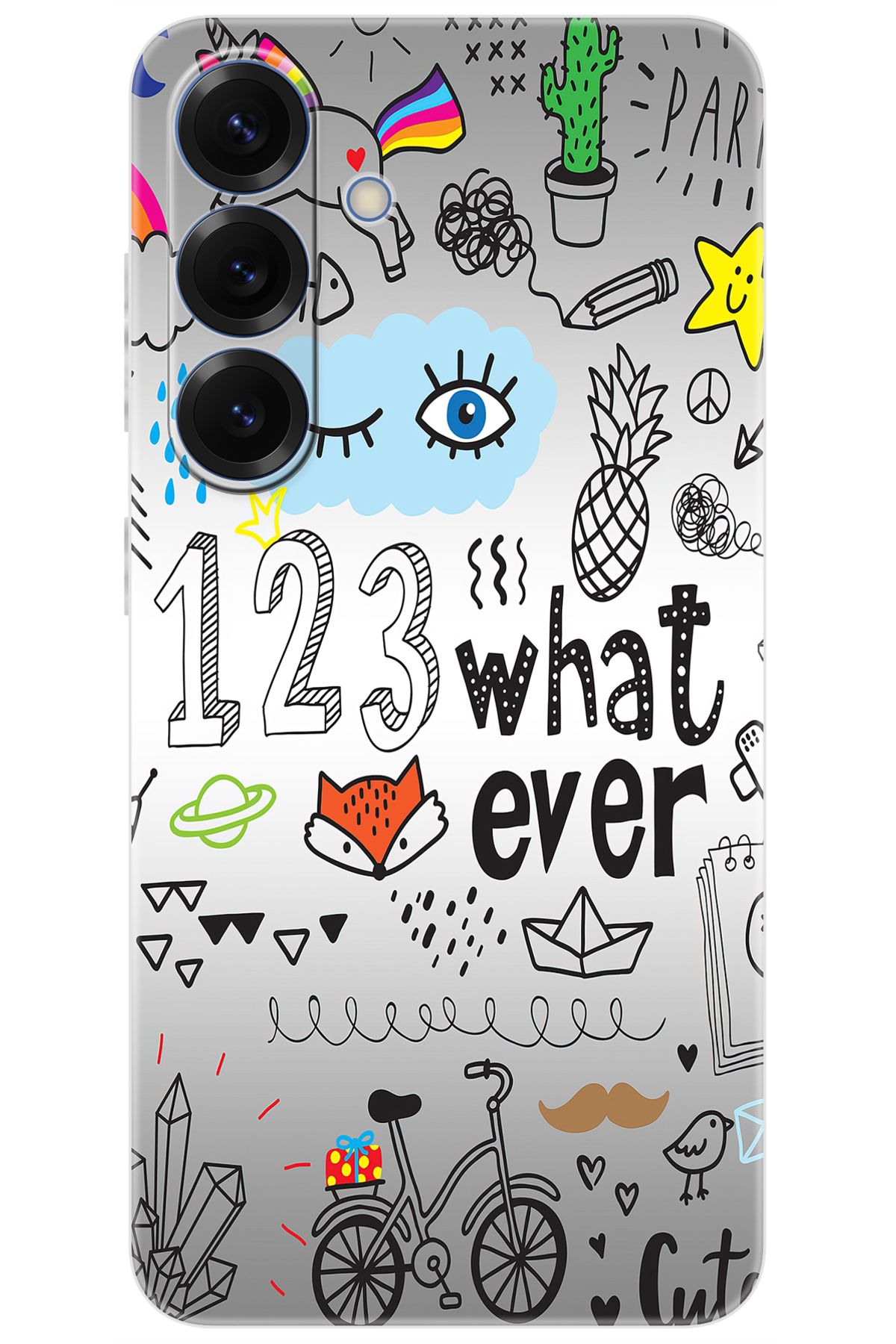 Ceppare Samsung Galaxy S25 (SM-S931B) Uyumlu Kılıf Desen Baskılı Silikon 123WHAT Ever STK:334 CP-RX8IZSd