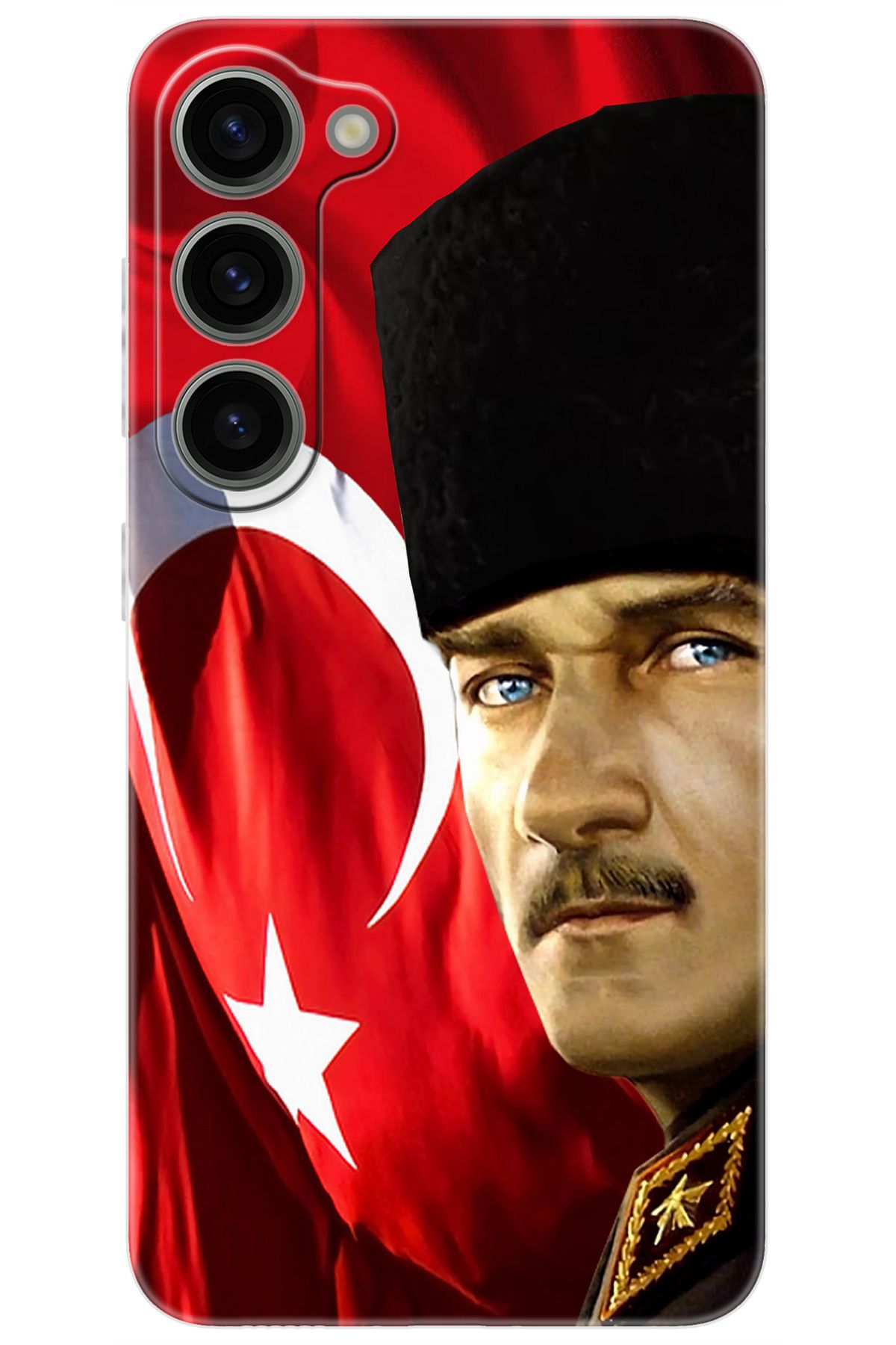 Ceppare Samsung Galaxy S23 (SM-S911B) Uyumlu Kılıf Desen Silikon Atatürk ve Türk Bayrağı STK:726 CP-7wXkMxq
