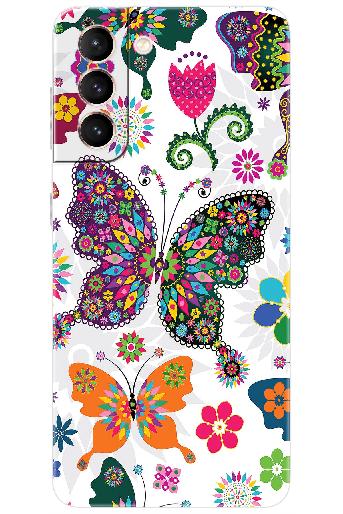 Ceppare Samsung Galaxy S21 (SM-G991B) Uyumlu Kılıf Desen Baskı Silikon Renkli Kelebekler STK:541 CP-aYxizGi