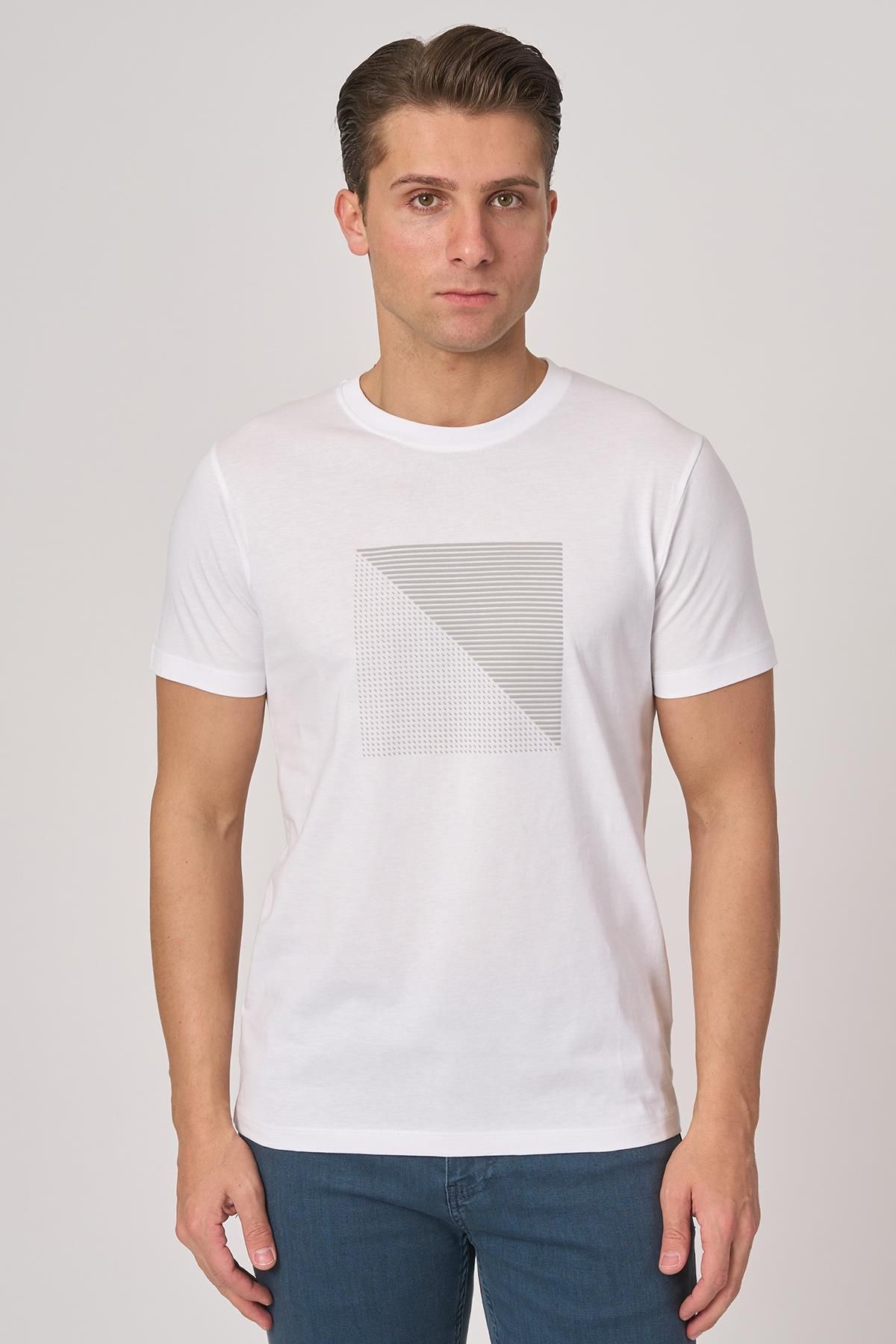White Stone WHİTE STONE 2025-Y 3117 BİSİKLET YAKA TSHIRT BEYAZ
